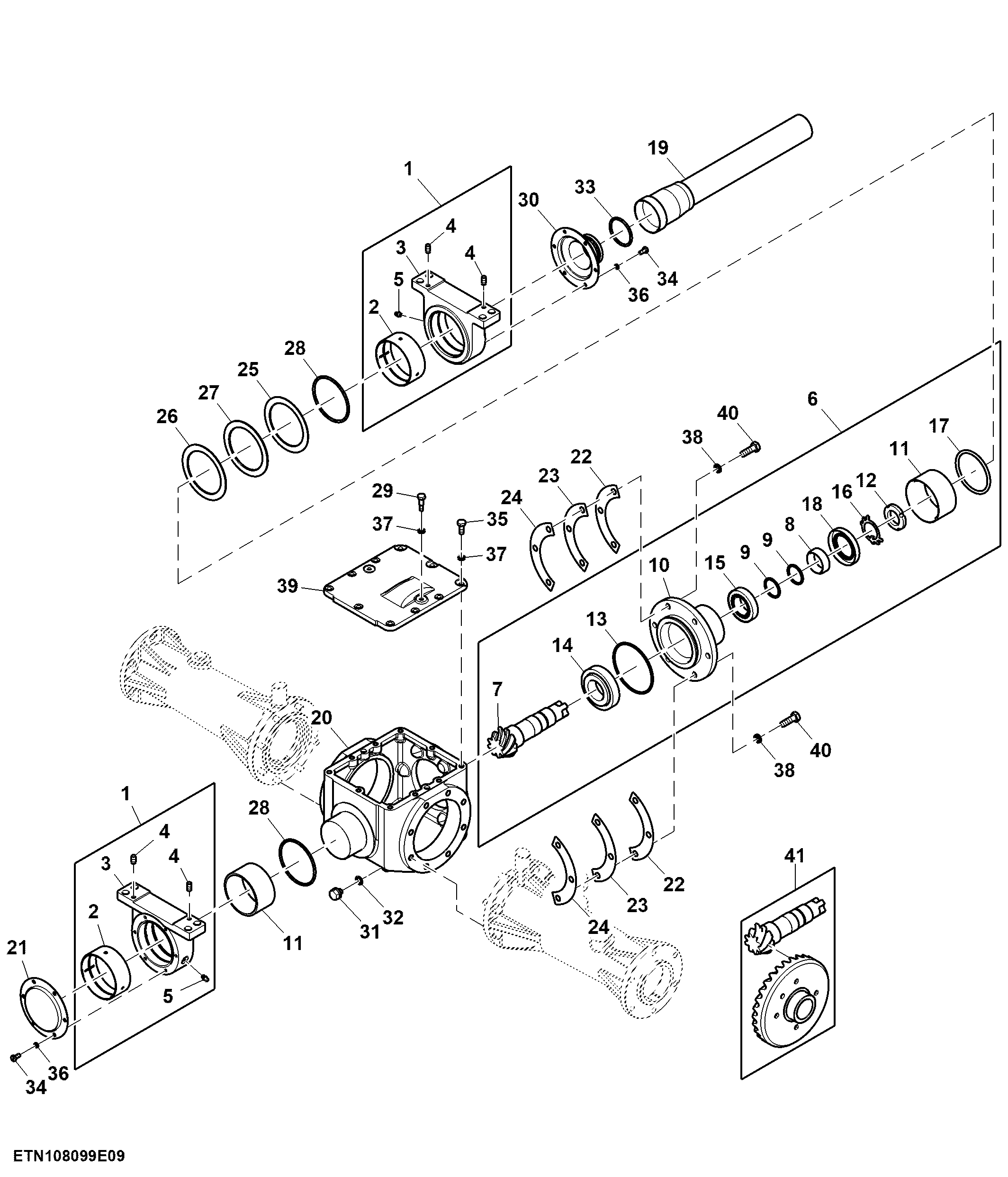 Front Differential Housing and MFWD Drive Shaft, Narrow