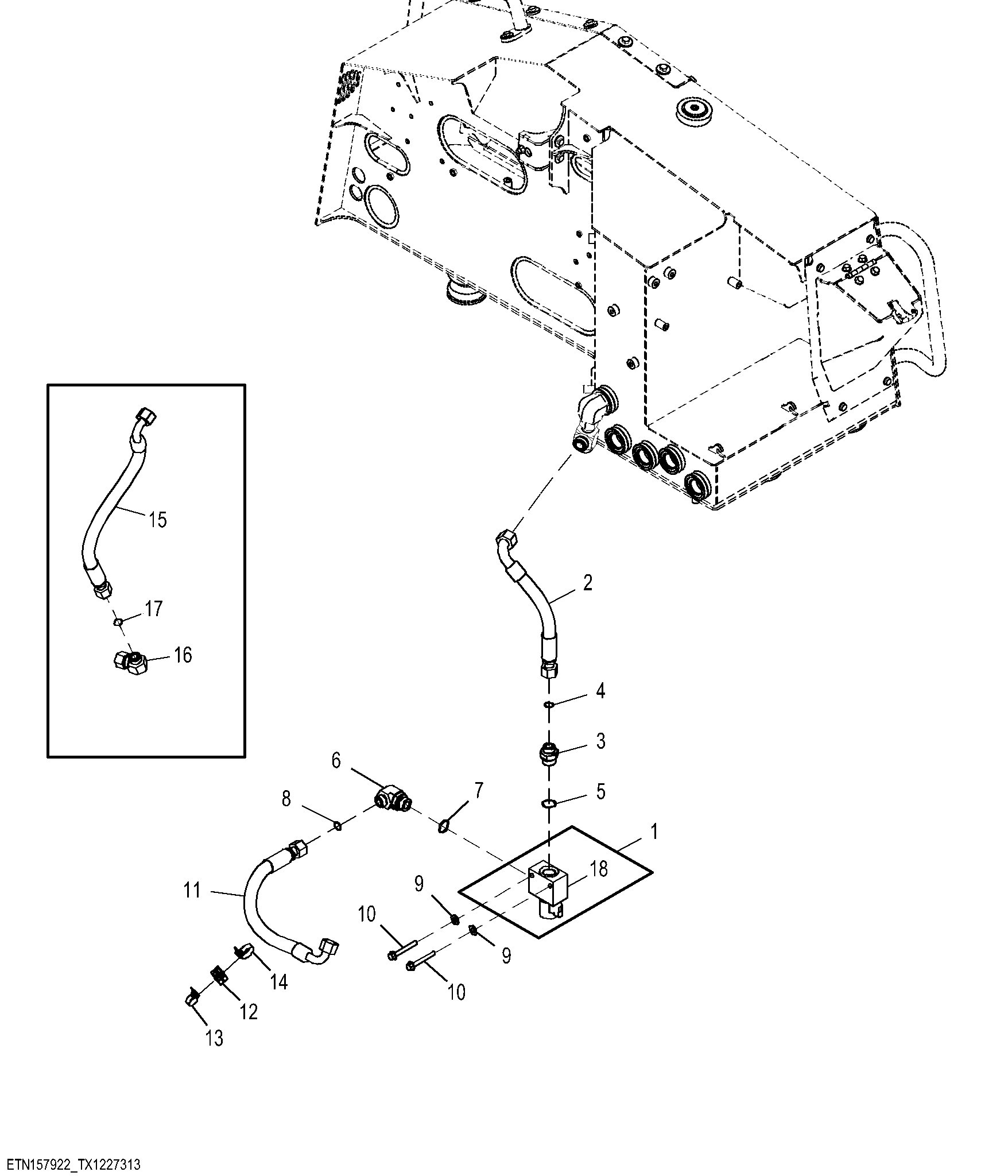 Hydrostatic Charge Unloading Valve Plumbing, Outside Dozer (OSD)