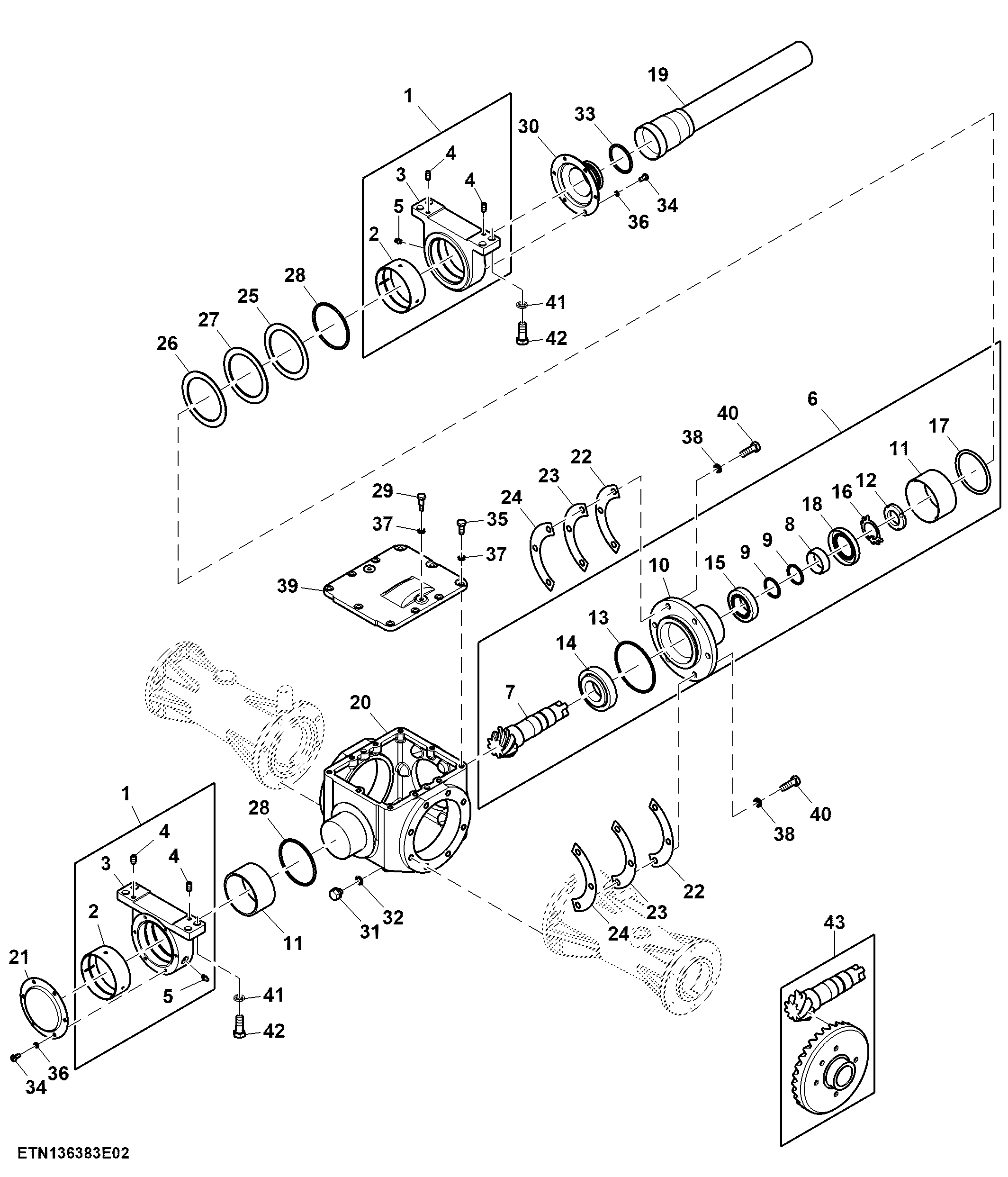 Front Differential Housing and MFWD Drive Shaft, Paddy