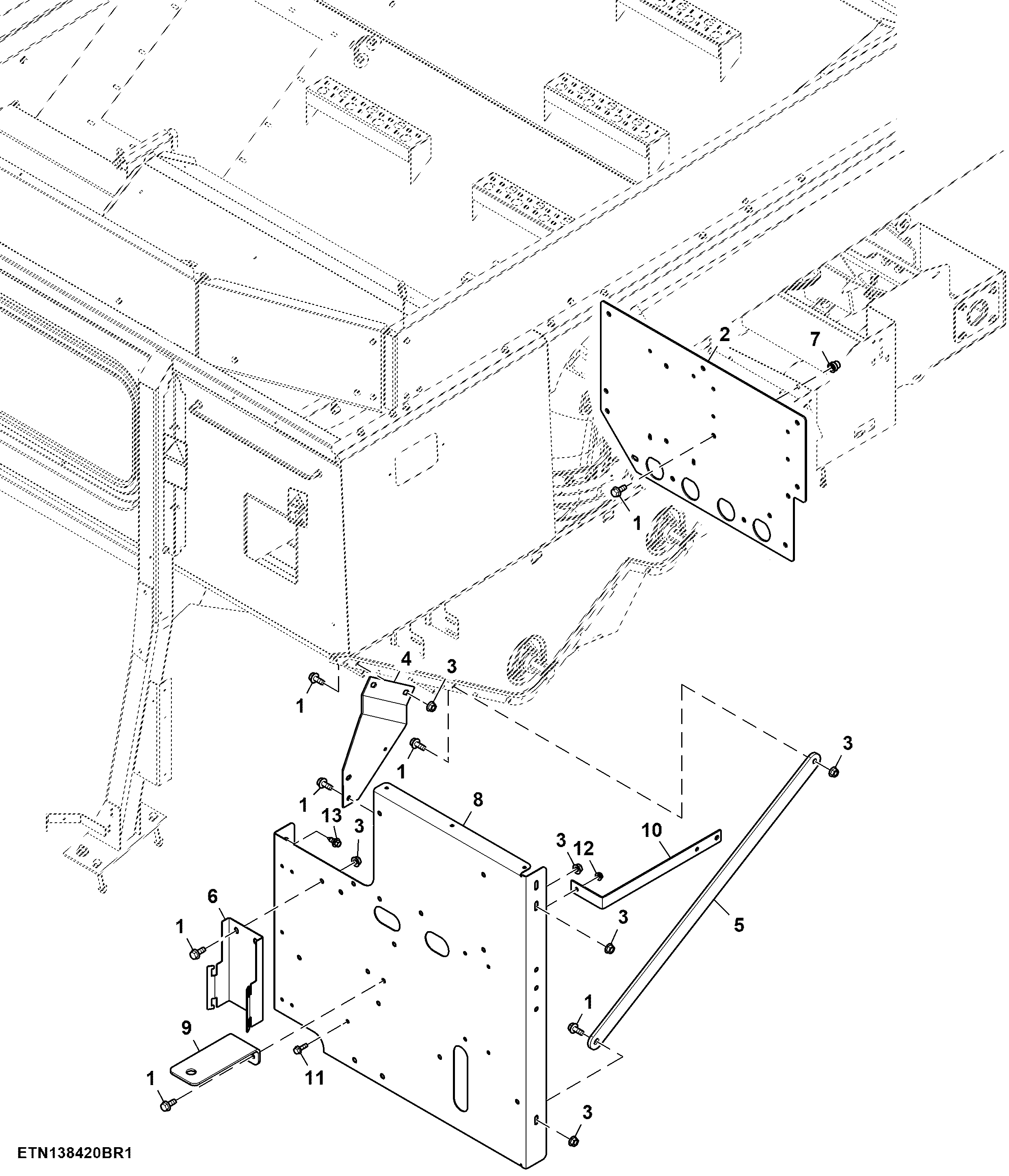 Grain Tank Electrical Components Mounting Brackets, Regular Unloading Rate (130100 - )