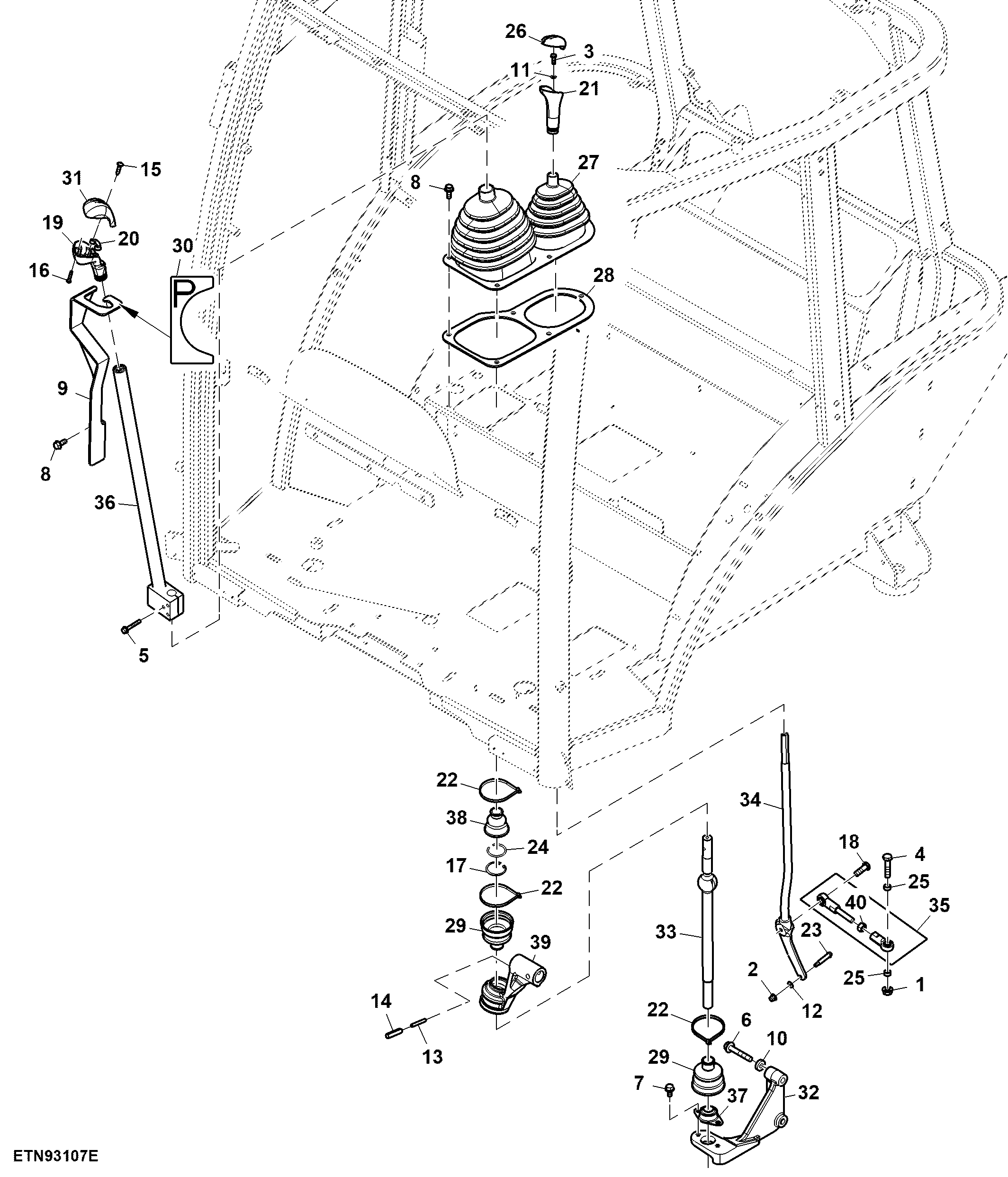 Range and Gear Shift Lever, PowrReverser™ / PowrReverser™ Plus, Cab