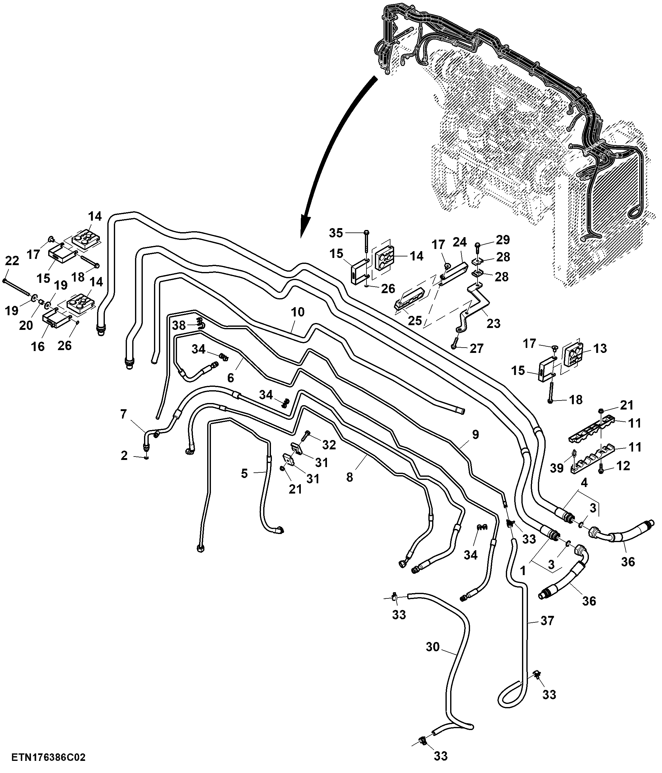 Front Line Bundle, W/O Ether Aid, 1300 MFWD, Group 47/ 48, T3 Engine (2/2) (For EAEU) (150001 - )