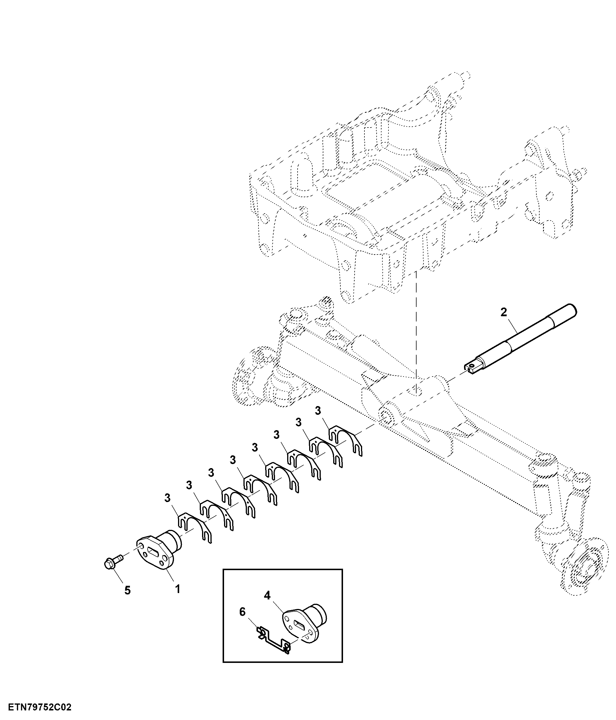 Mounting Parts, Front Axle, Power Steering, Fixed (007320 - )