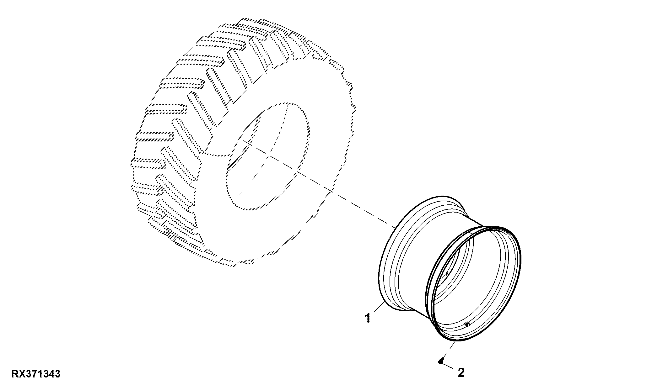 Dual Rear Wheel, 2 Position, Group 47 Tires, RH Illustrated