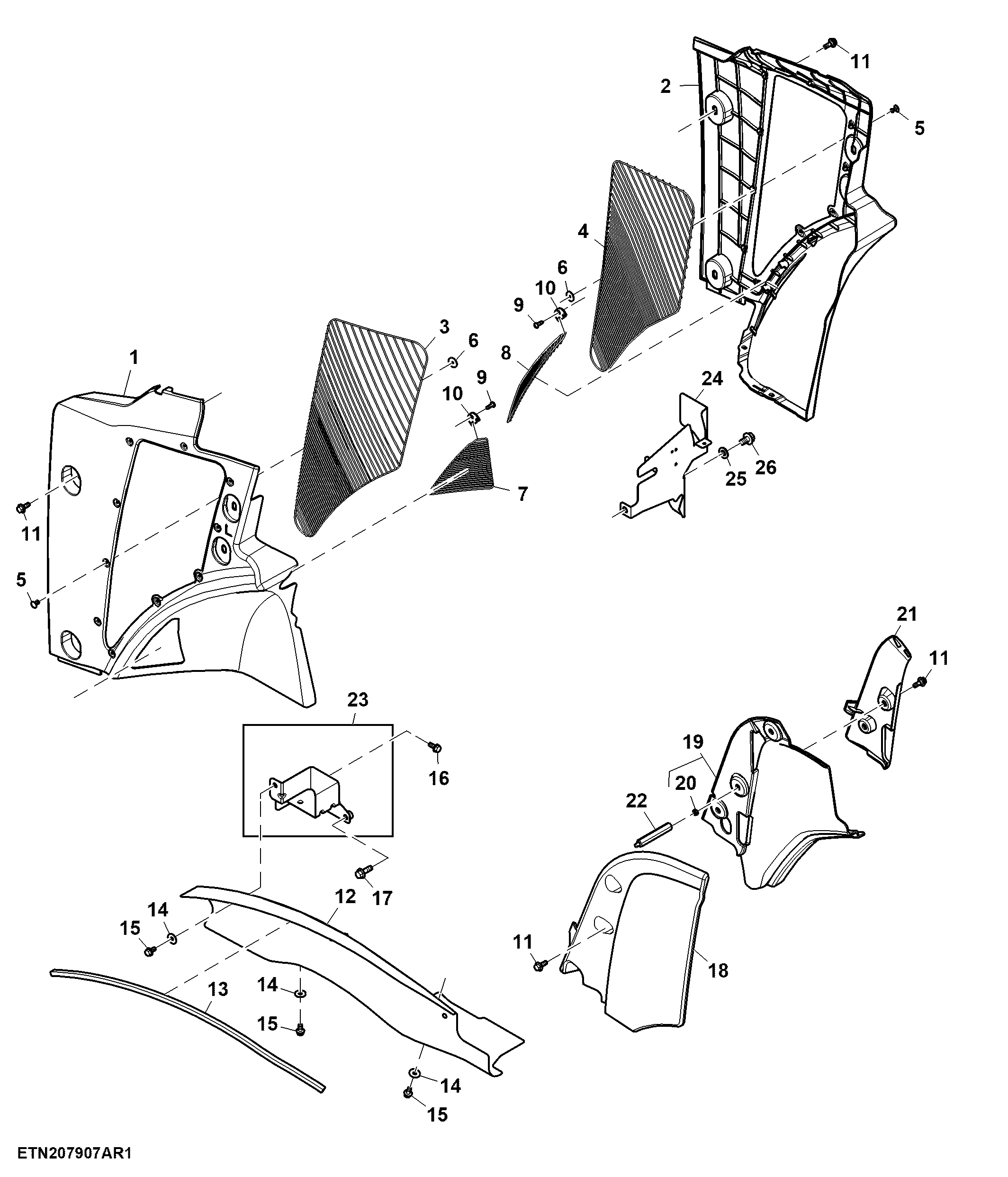 Fixed Panels, Hood, e23™, T3 Engine (060001 - )