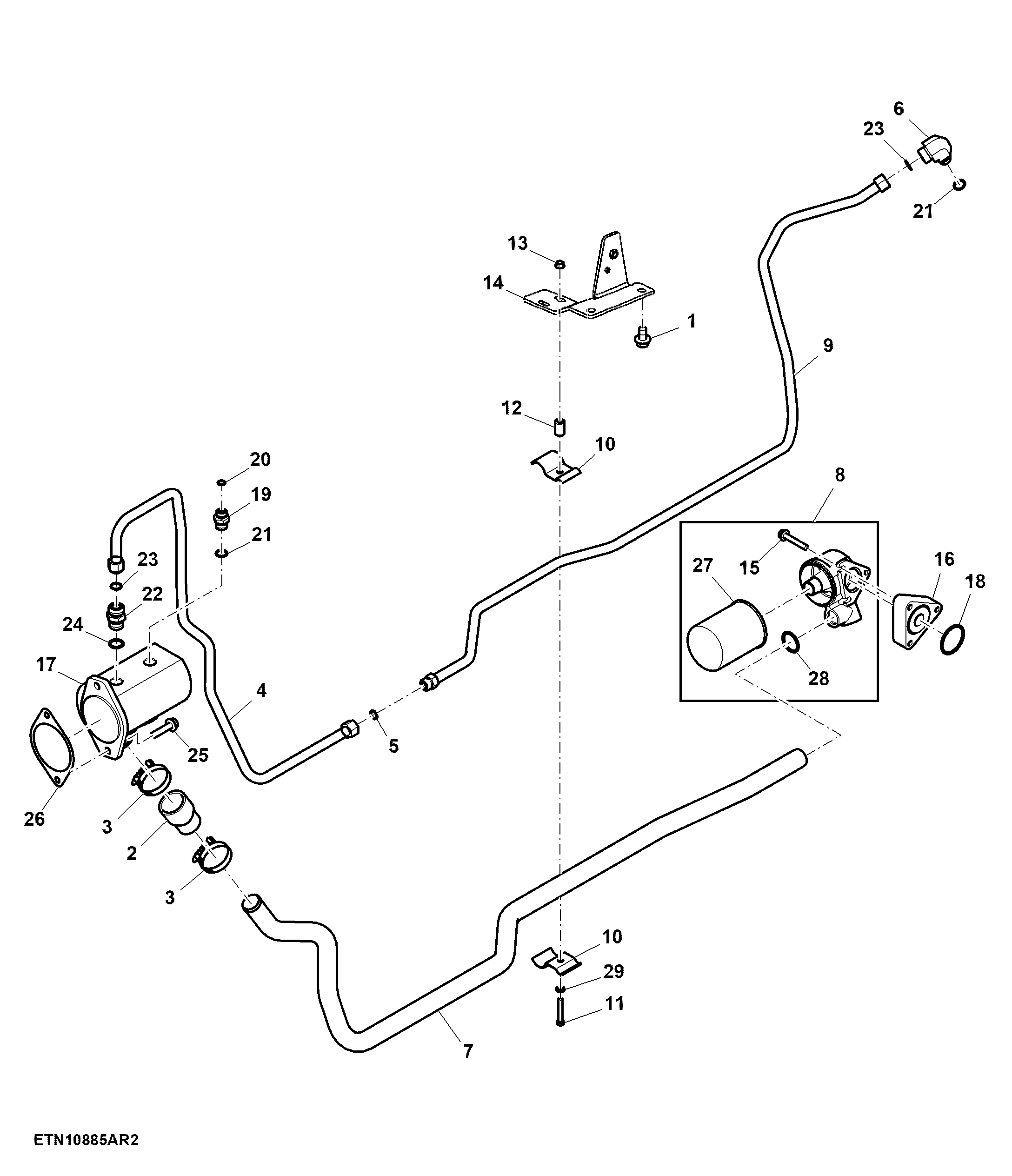 Hydraulic Pump Oil Lines, Suction Line and Filter