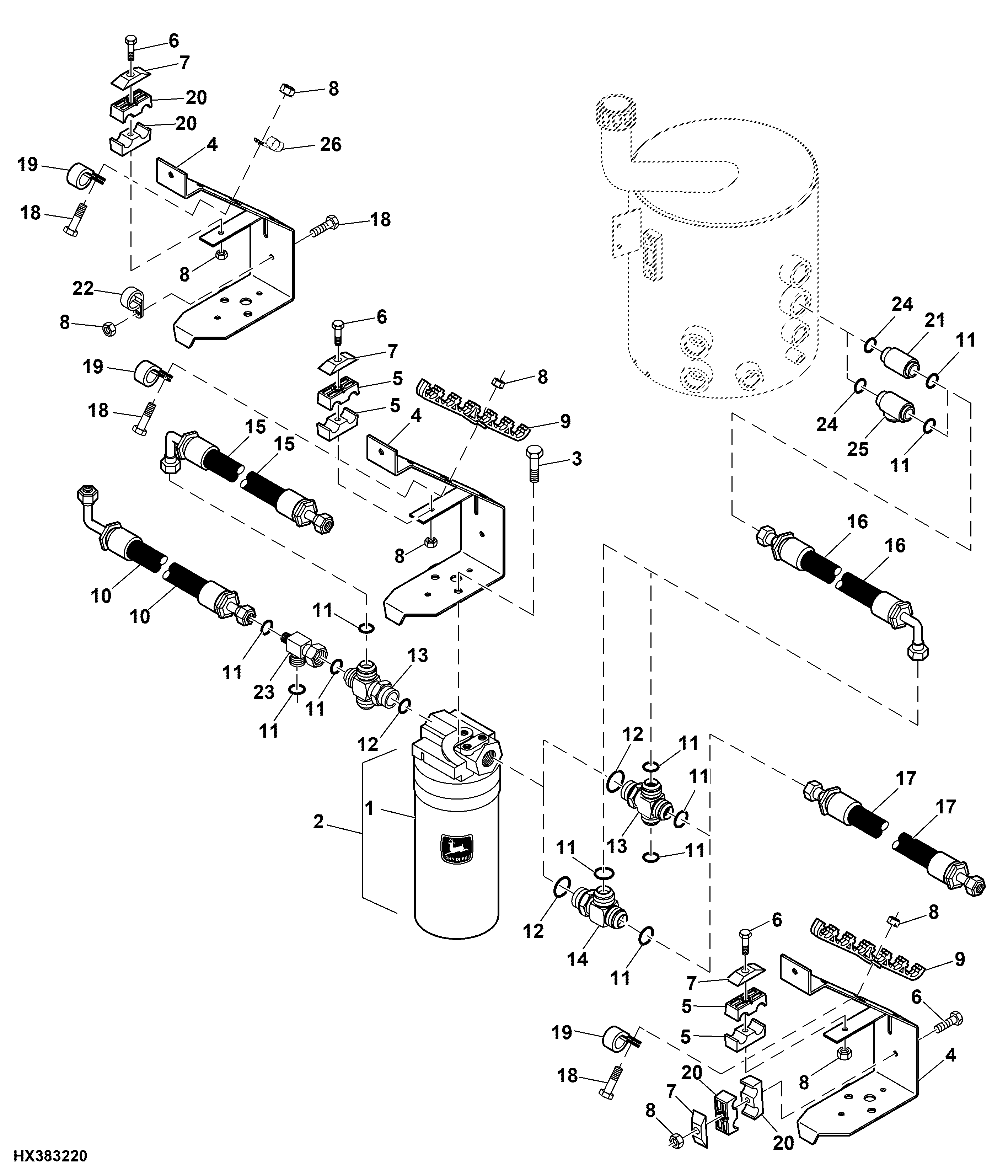 Main Hydraulic Filter Assembly / Hoses, Bundle Supports