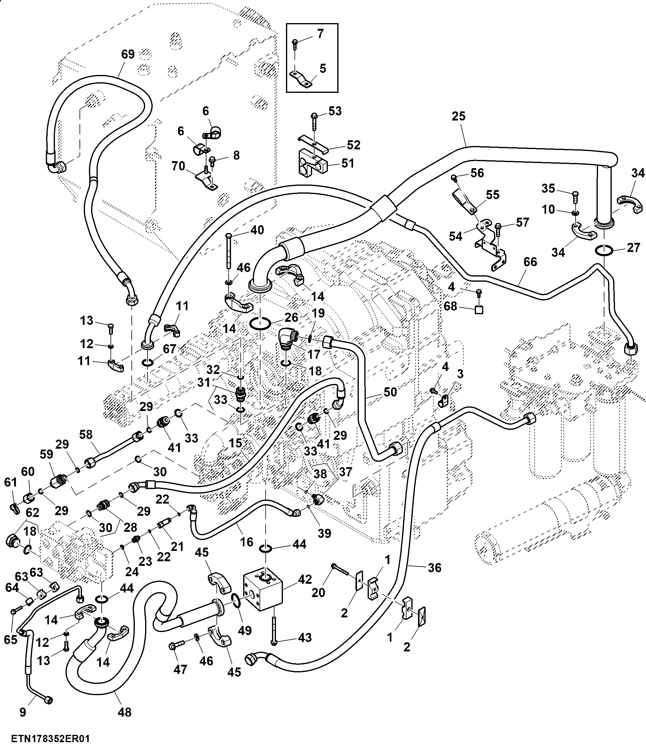 Hydraulic Lines, High Flow, Double Reduction Axle (For Scraper) (2/3) (804101 - 805527)