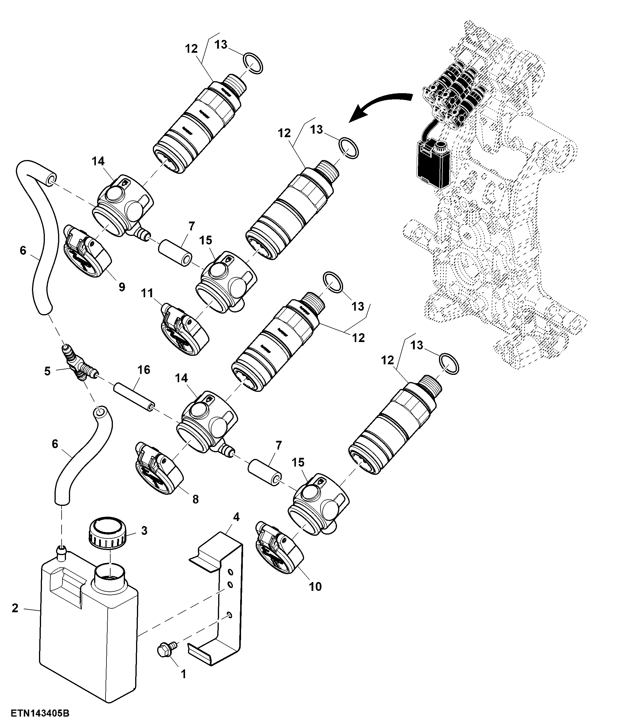 Quick Coupler Plug, Dual Rear SCV, Open Center Hydraulics