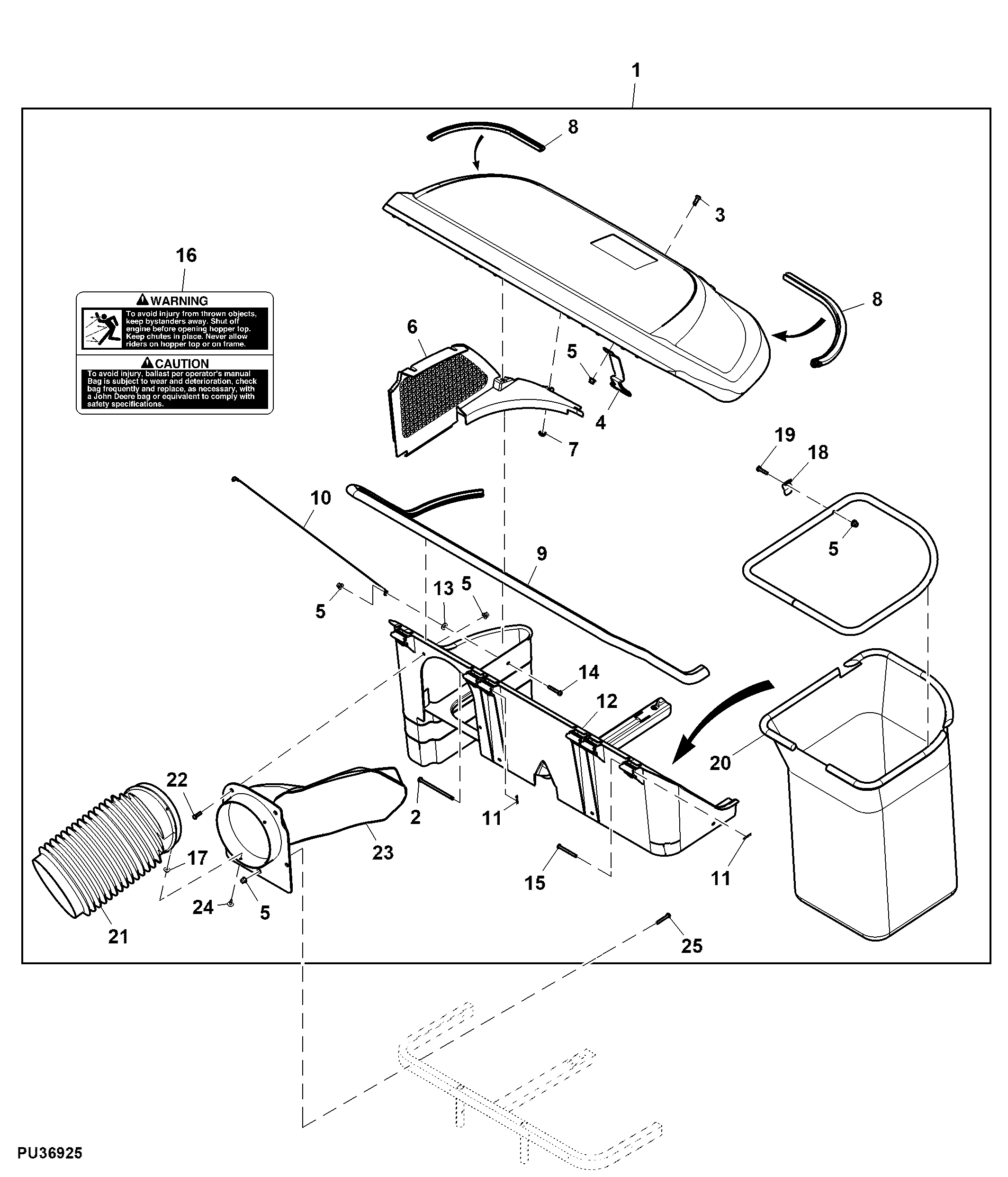 Material Collection System, 2-Bag, 7-bushel, Attachment (1/2)
