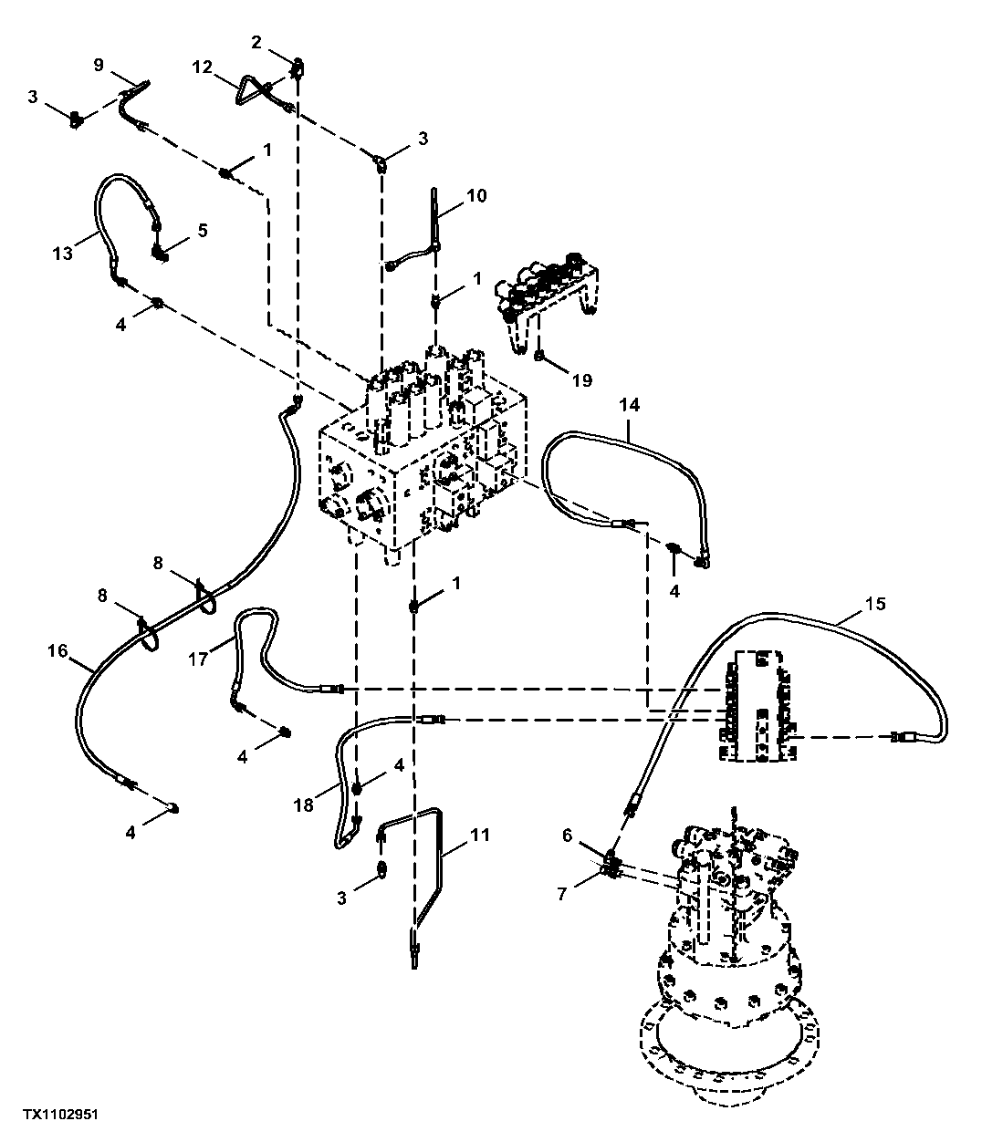 Pilot Lines, Pilot Signal Manifold To Swing Motor