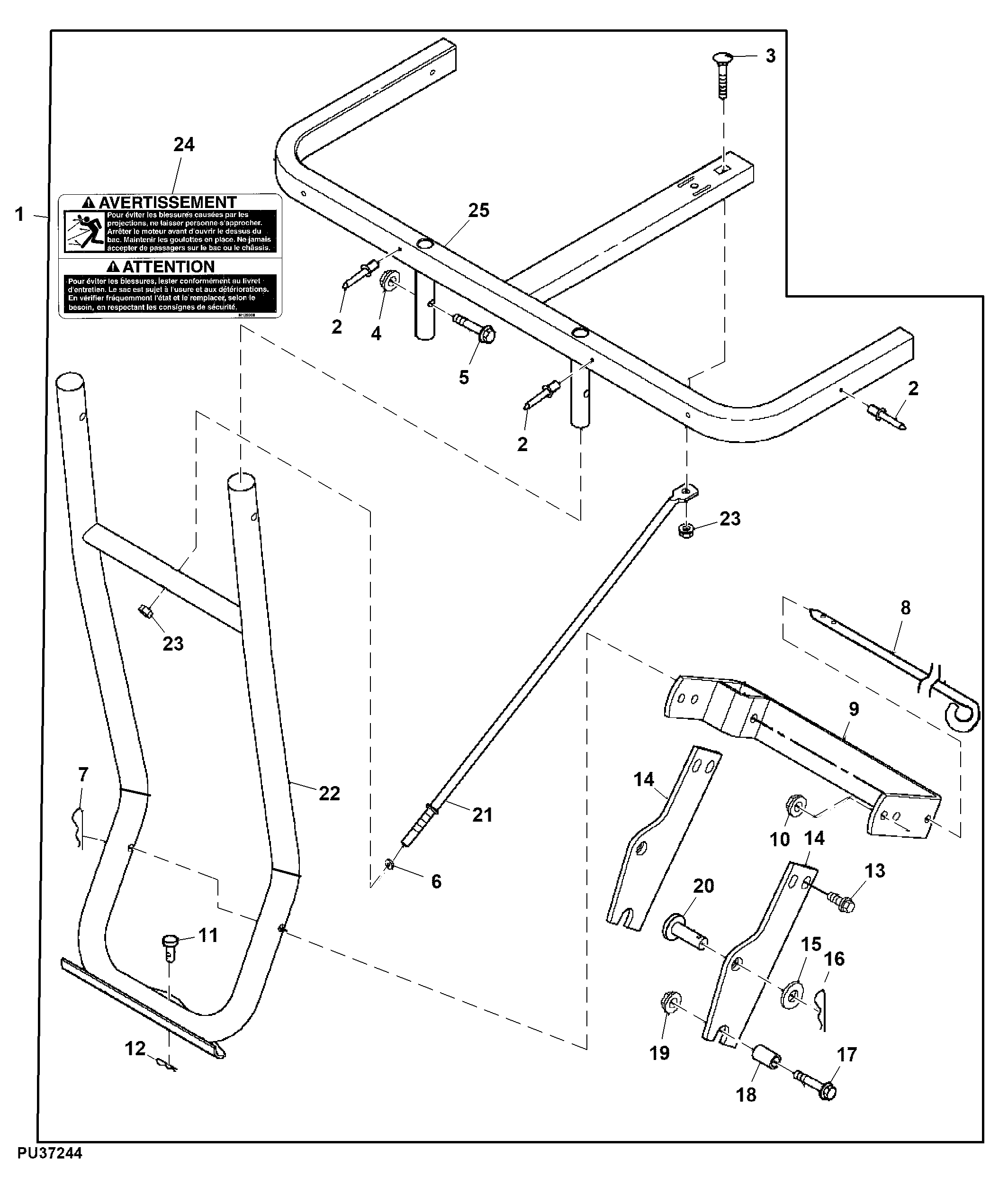 Material Collection System, 2-Bag, 7-bushel, 2WS, Attachment (2/2)