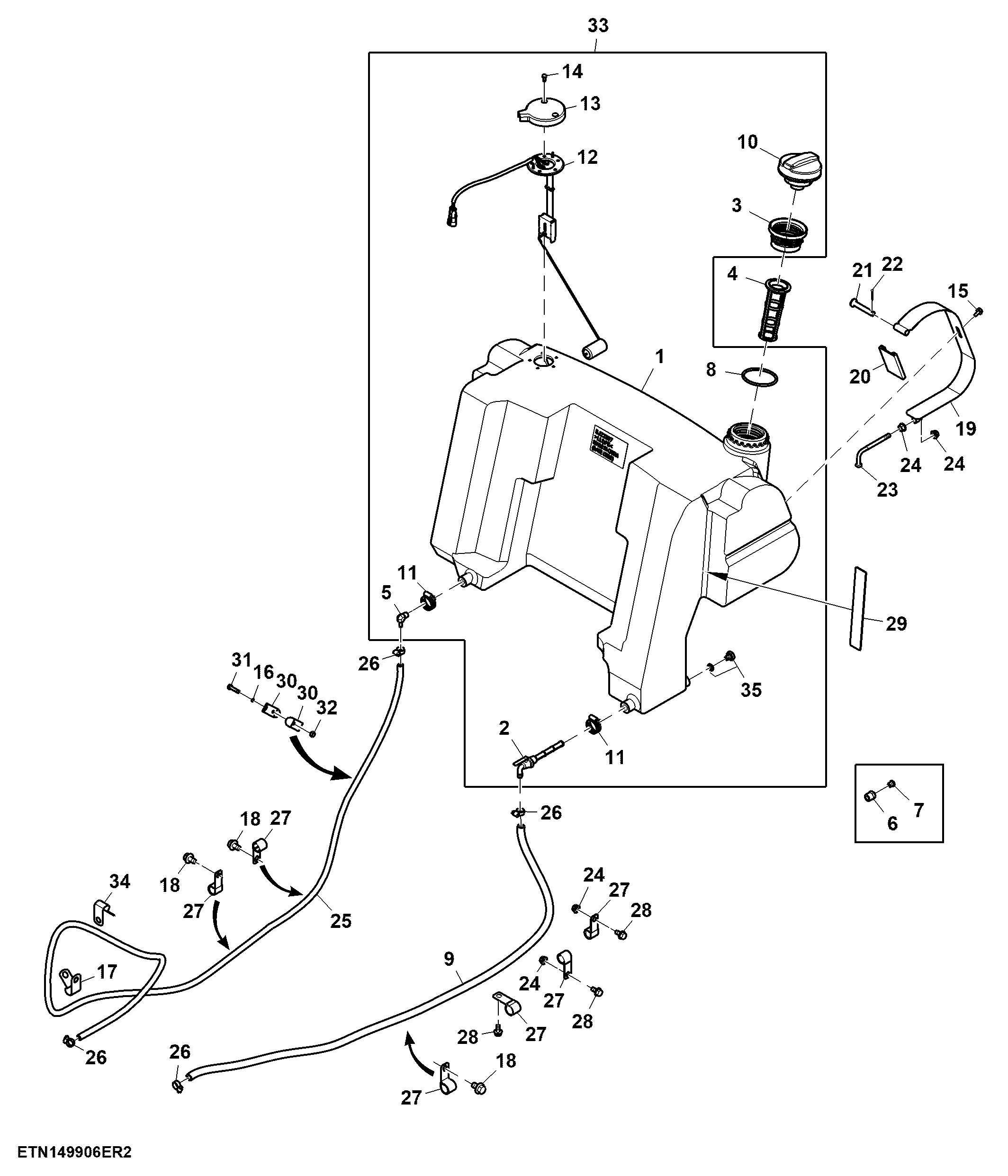 Fuel Tank, 8X2 Transmission, W/ Single Clutch