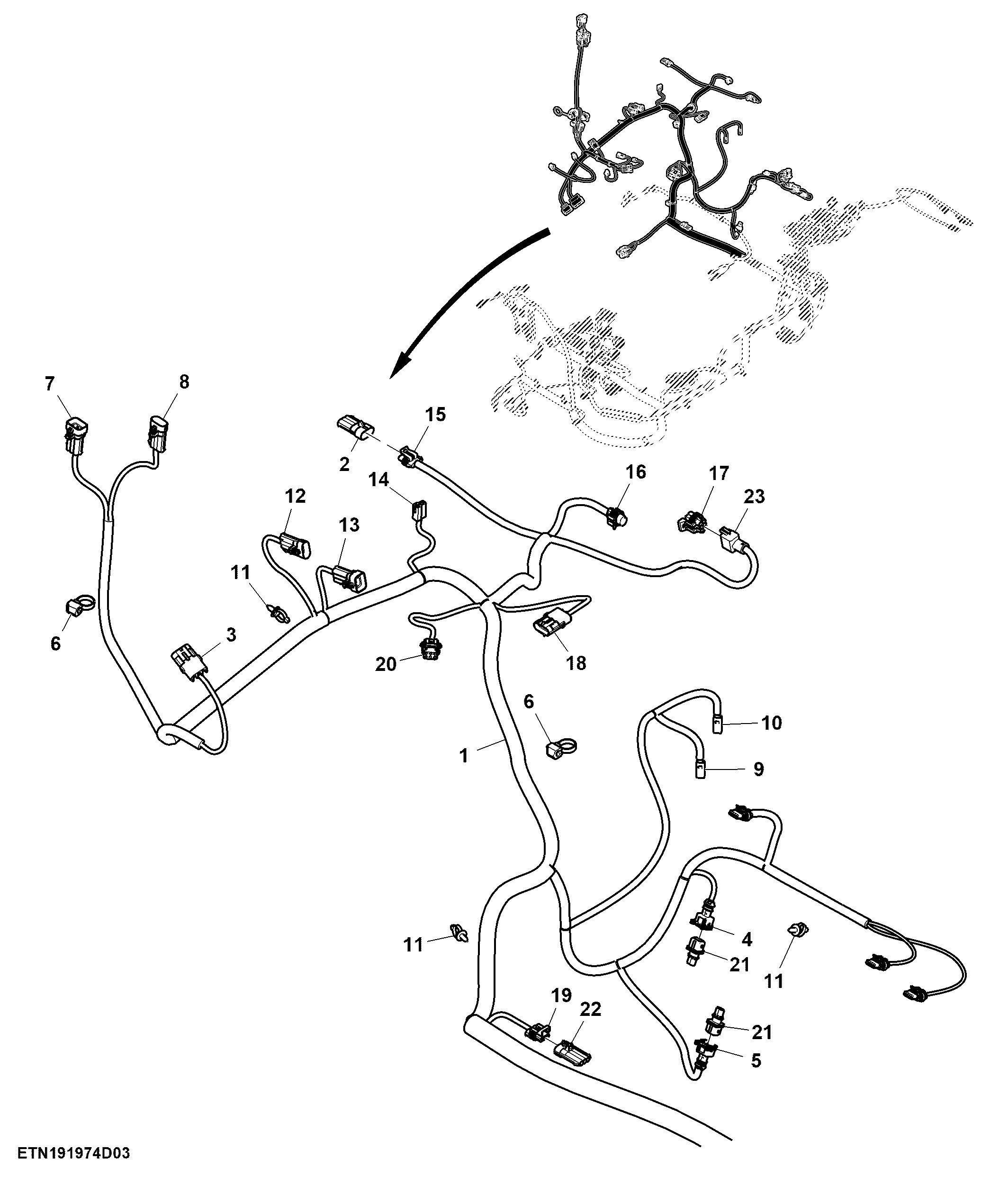 Cab Wiring Harness, PowrQuad™ Transmission, CommandARM™(3/9)