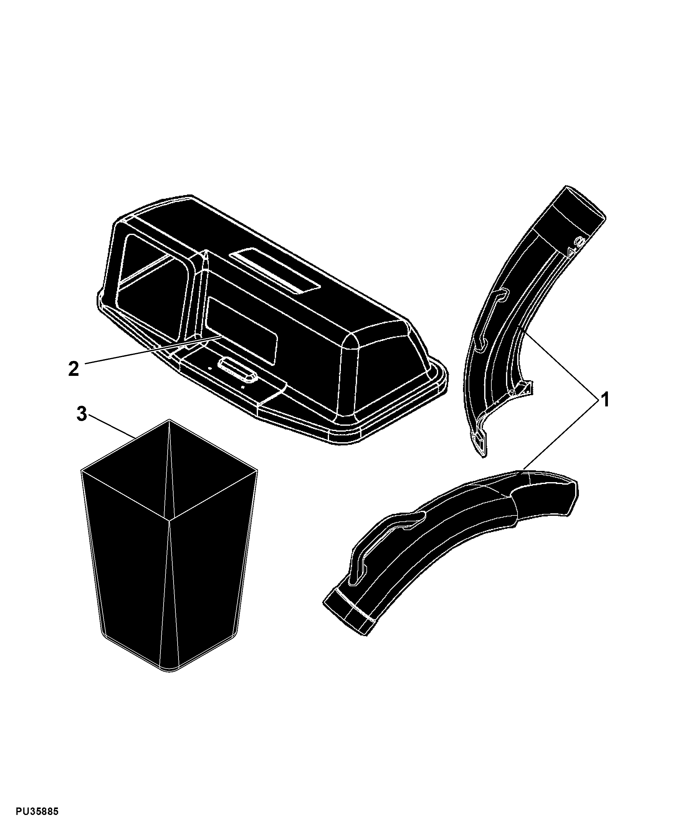 86 Material Collection System, 2 - Bag, 6.5 bushel, 48 inch, Attachment