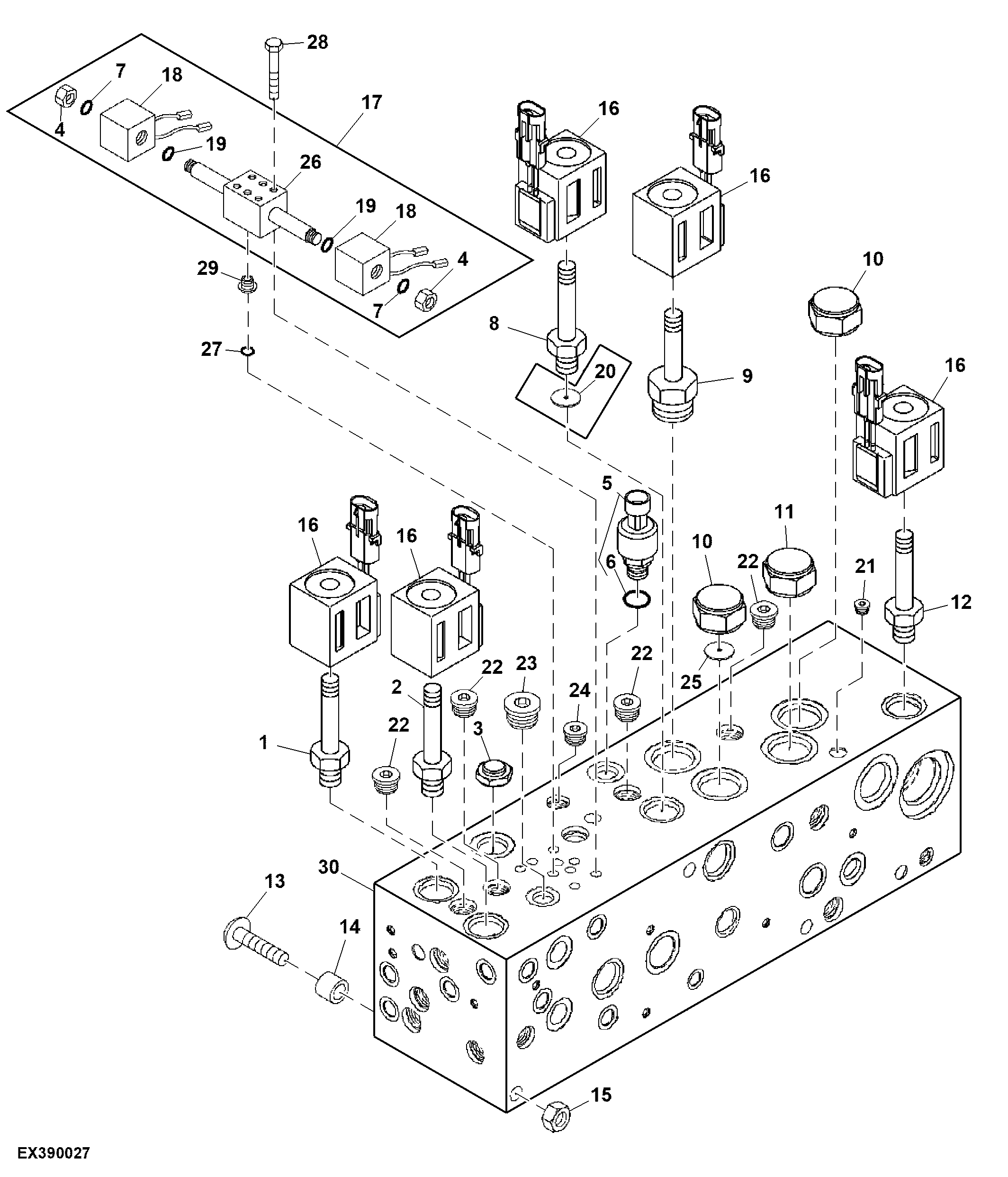 Main Hydraulic Valve Fittings Continued (320001 - )