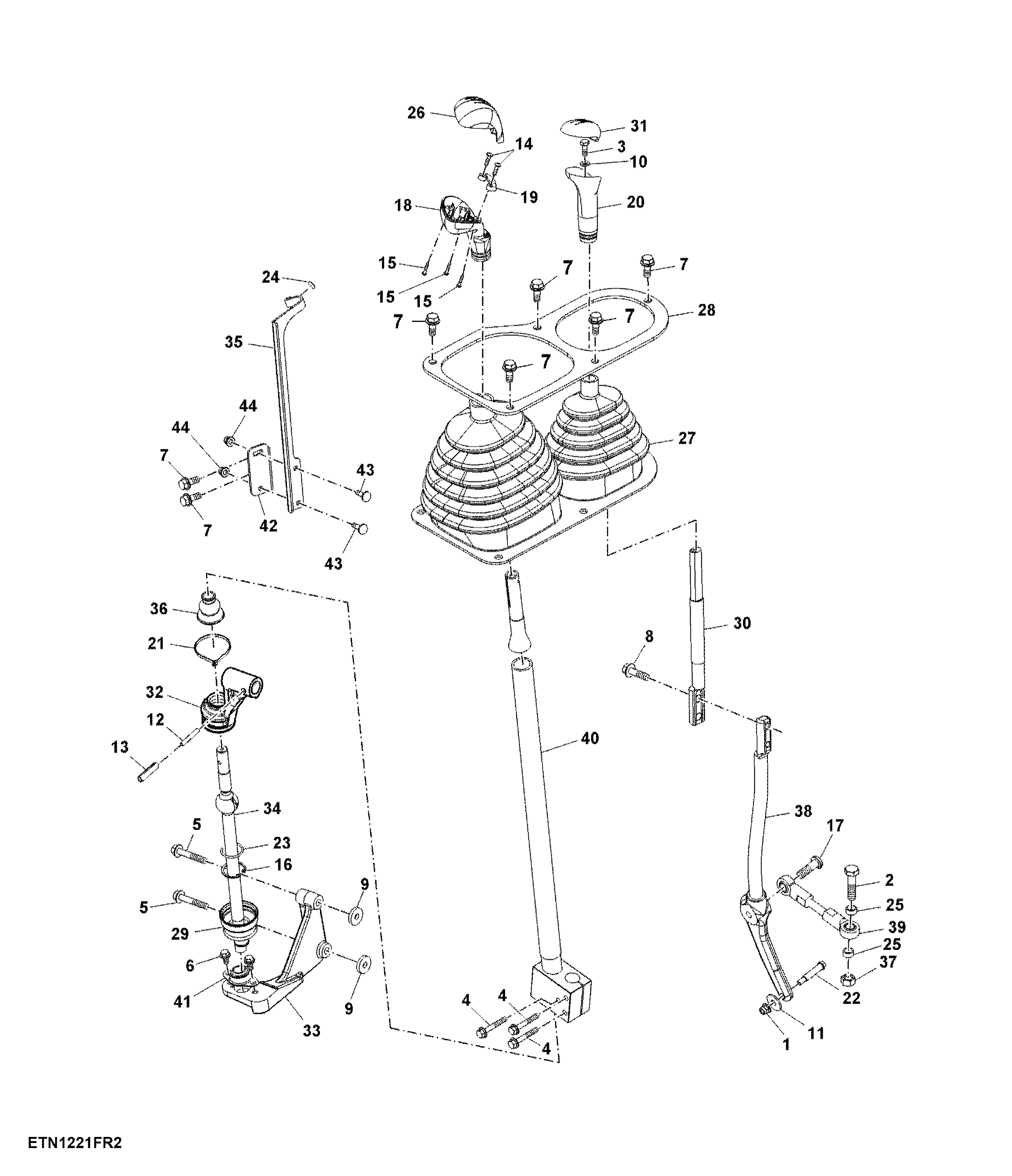 Range and Gear Shift Lever, Sync Shuttle Plus, Cab