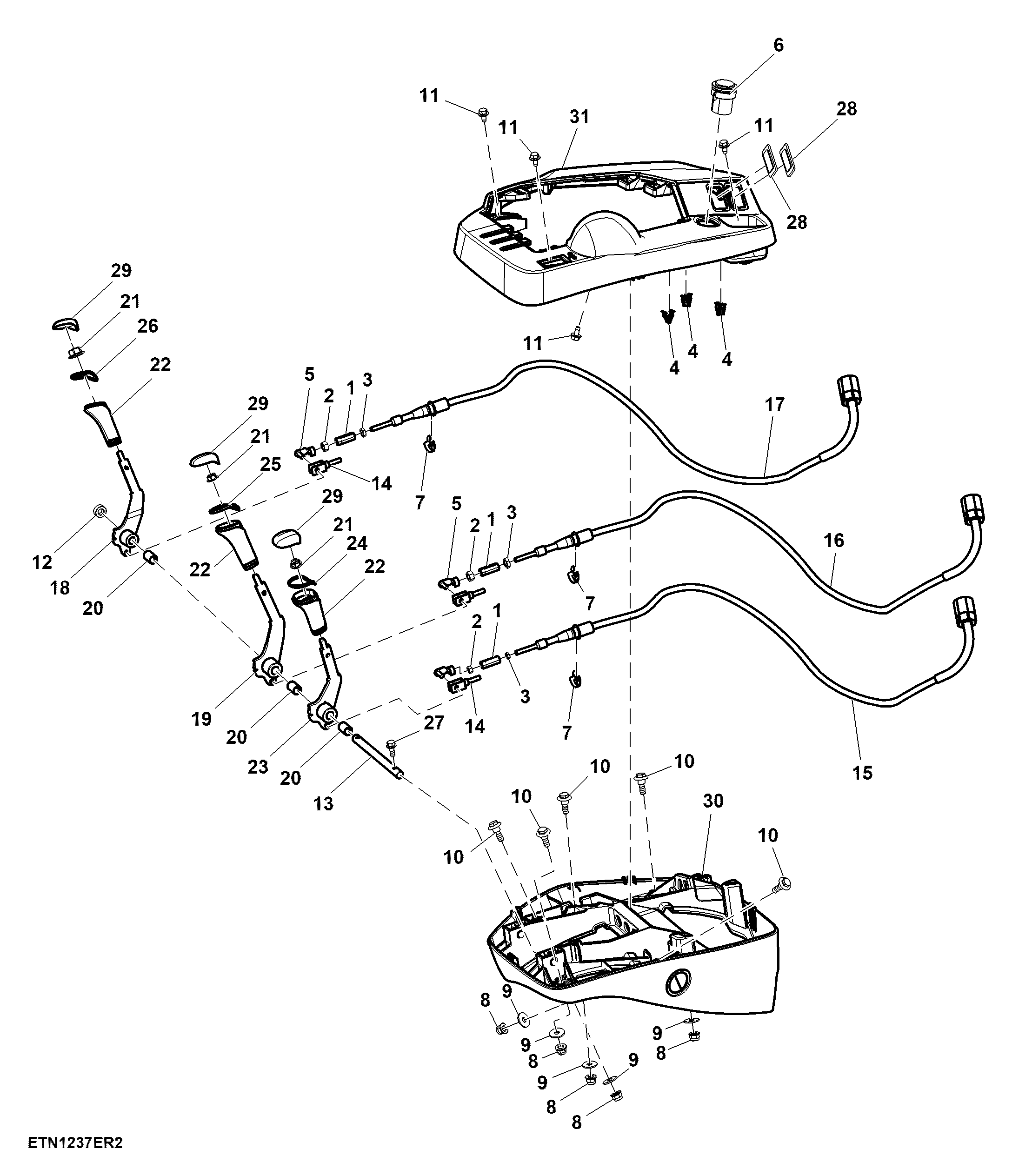 Rear SCV Control Levers, Triple, Open Operator Station