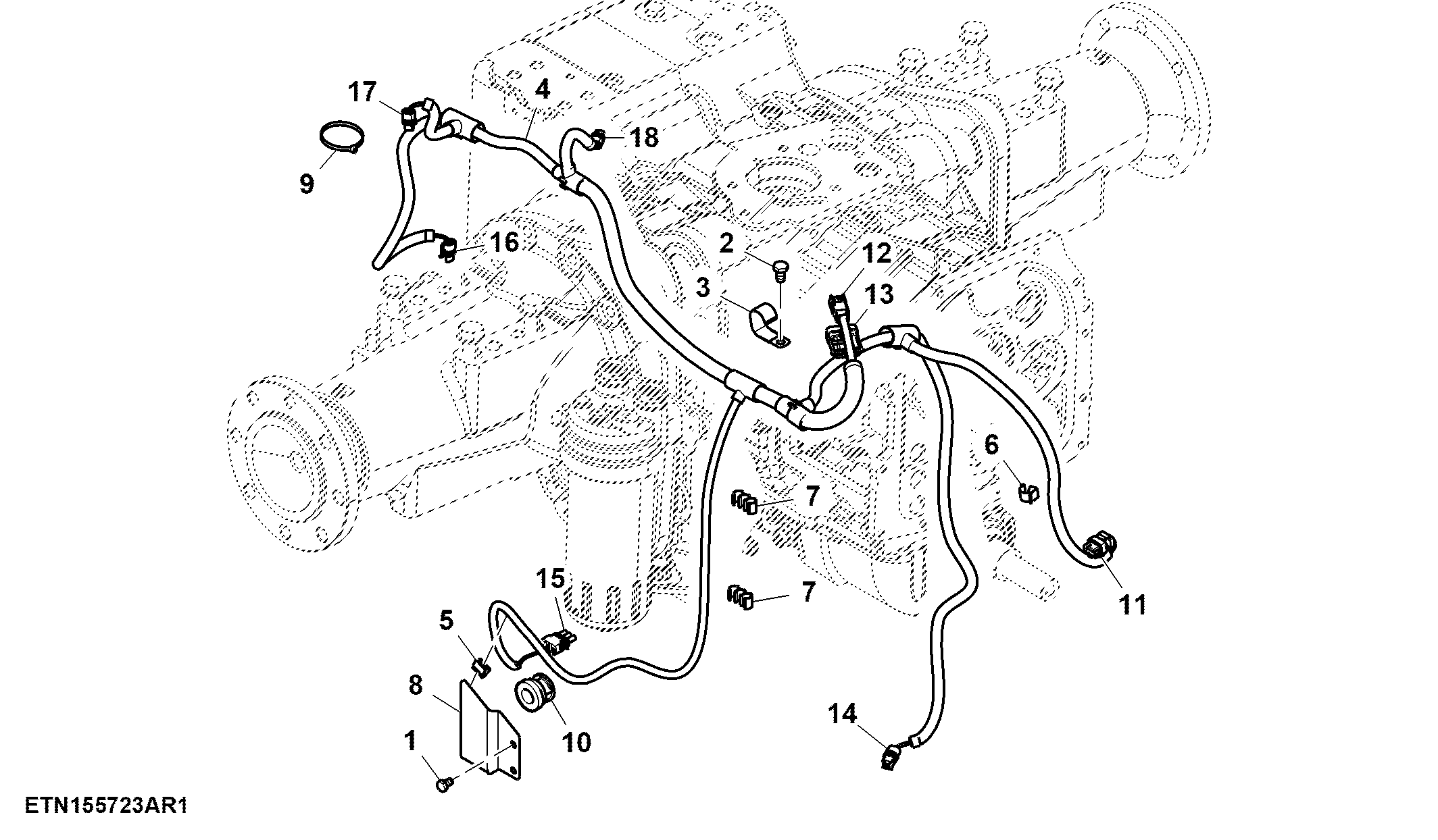 Transmission Wiring Harness, Rear ( - 009999)