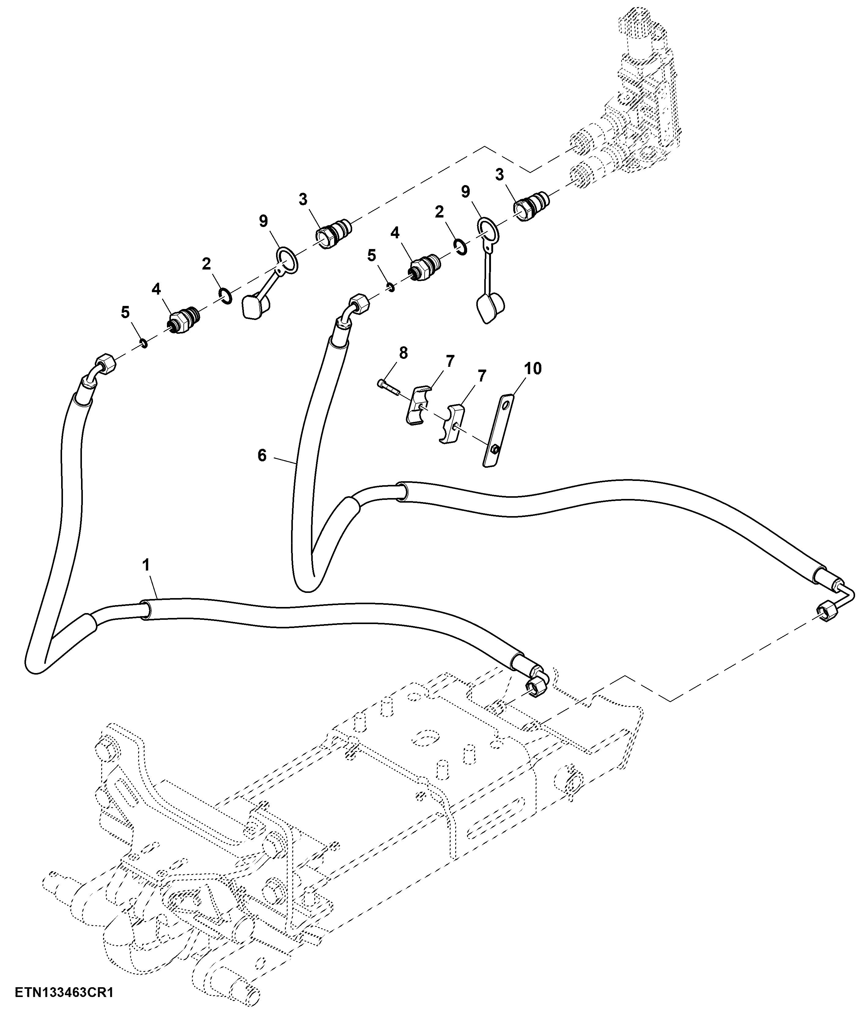 Hydraulic Hoses, Pick-Up Hitch, W/ Quick Coupler Connection