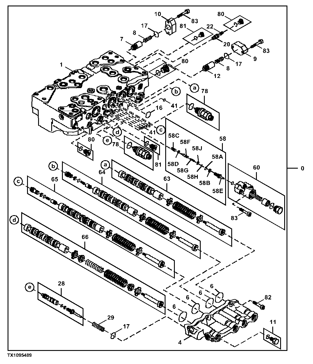 Control Valve Body and Spools (4 Spool Side)