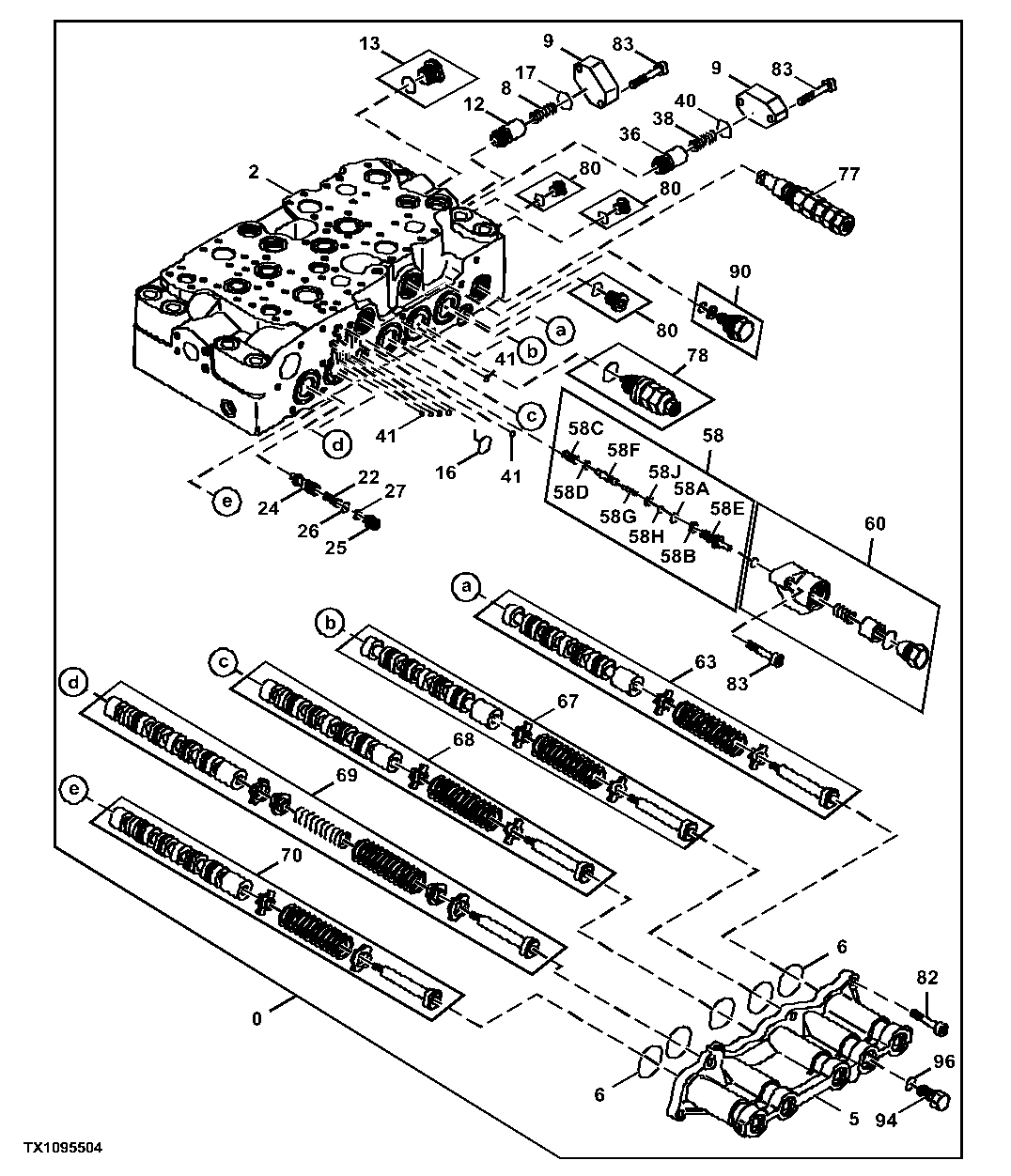 Control Valve Body and Spools (5 Spool Side)