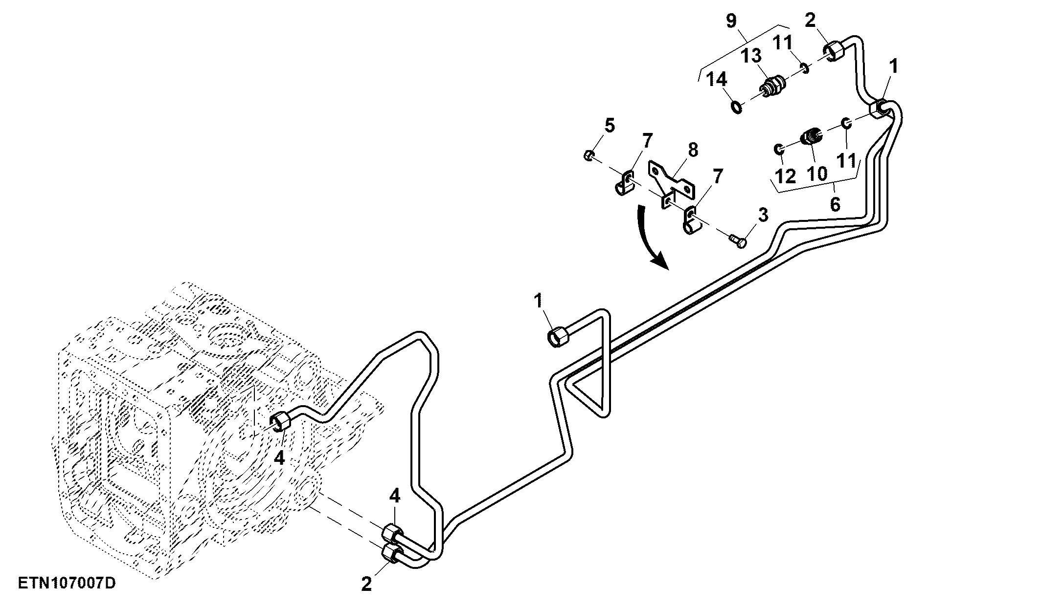 Differential Lock Oil Lines, W/ MFWD, CommandQuad™