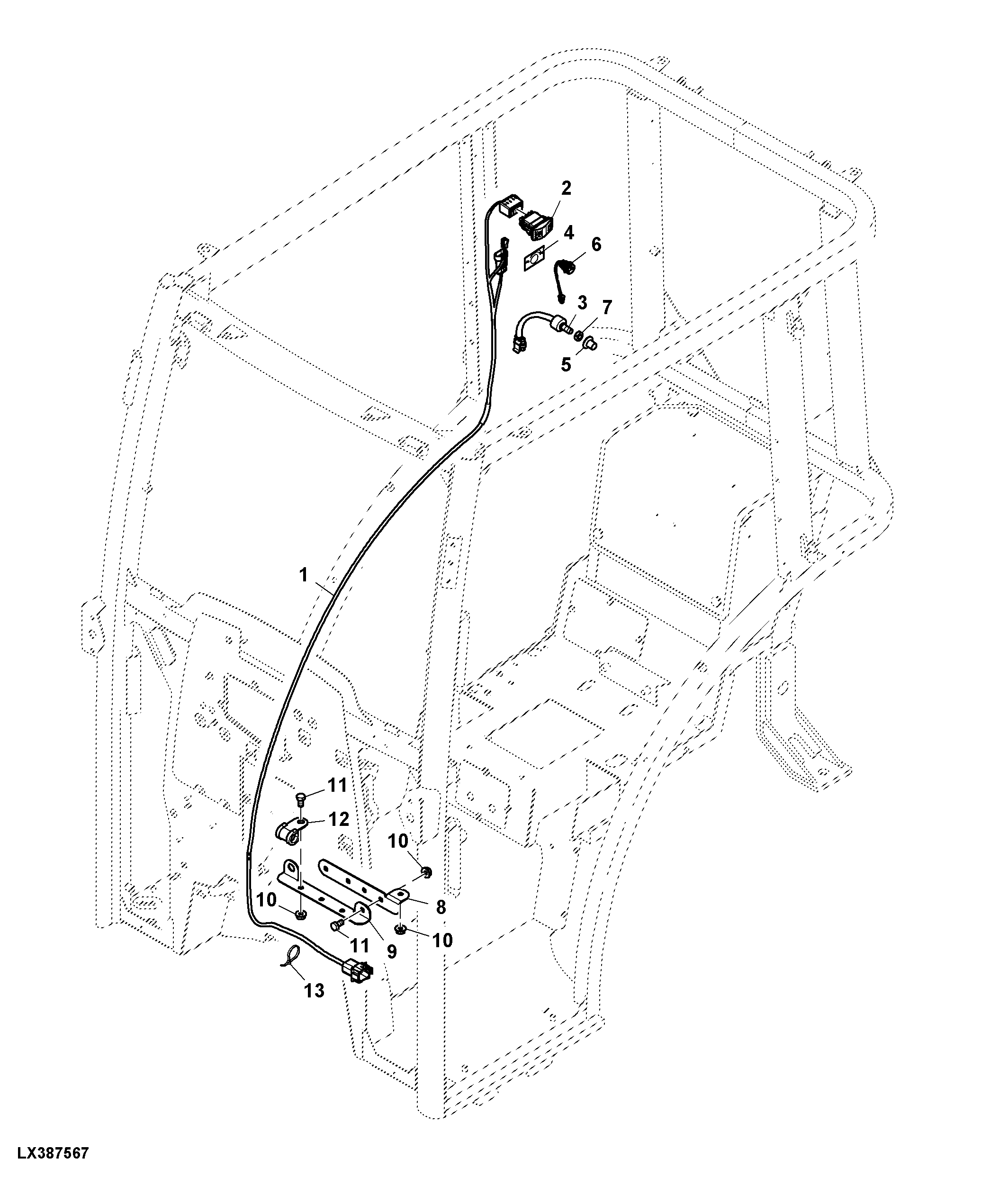Wiring Harness / Switch, Cab Post, Suspended Axle