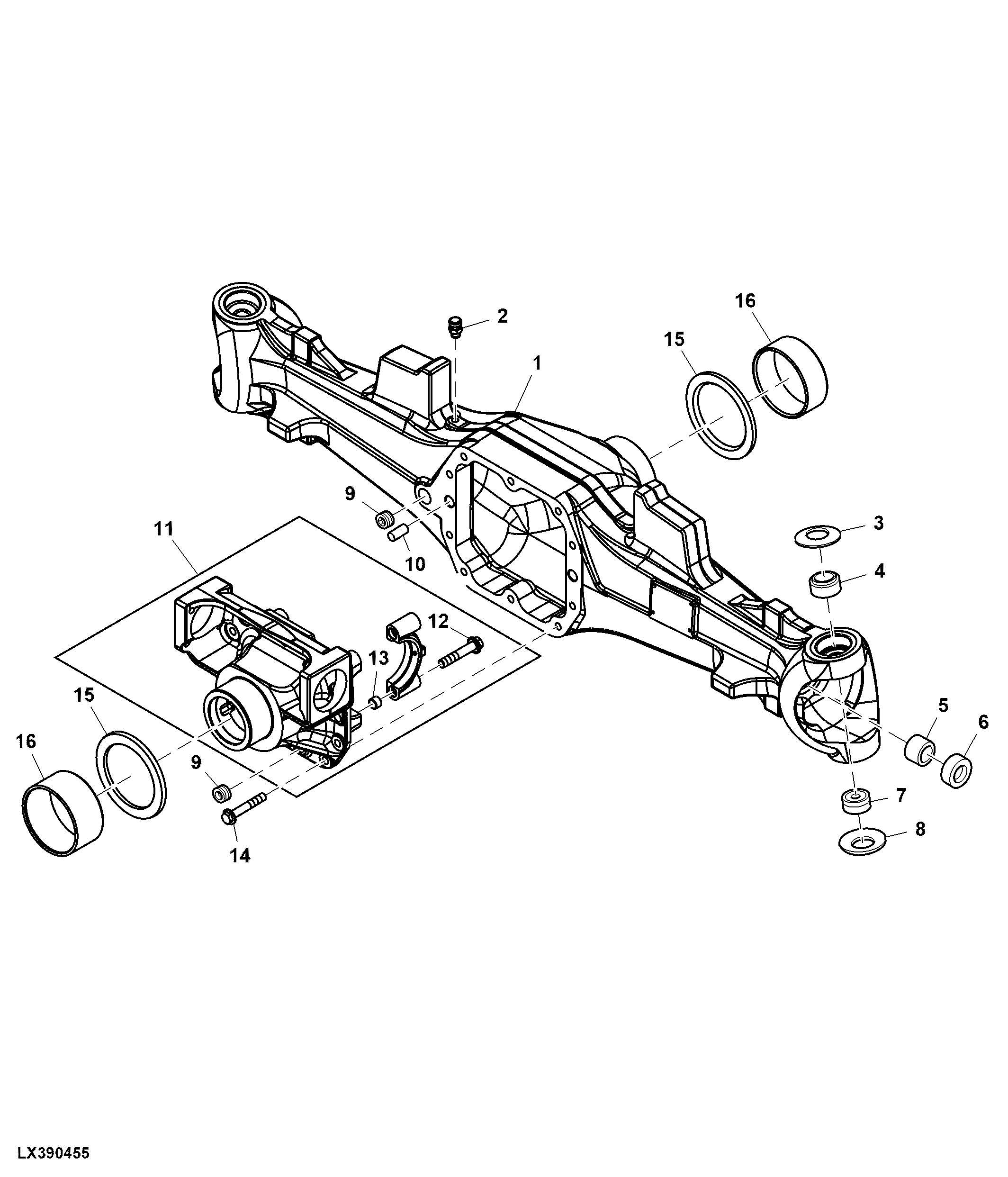 Axle Housing / Differential Support, 4WD, Wide Axle