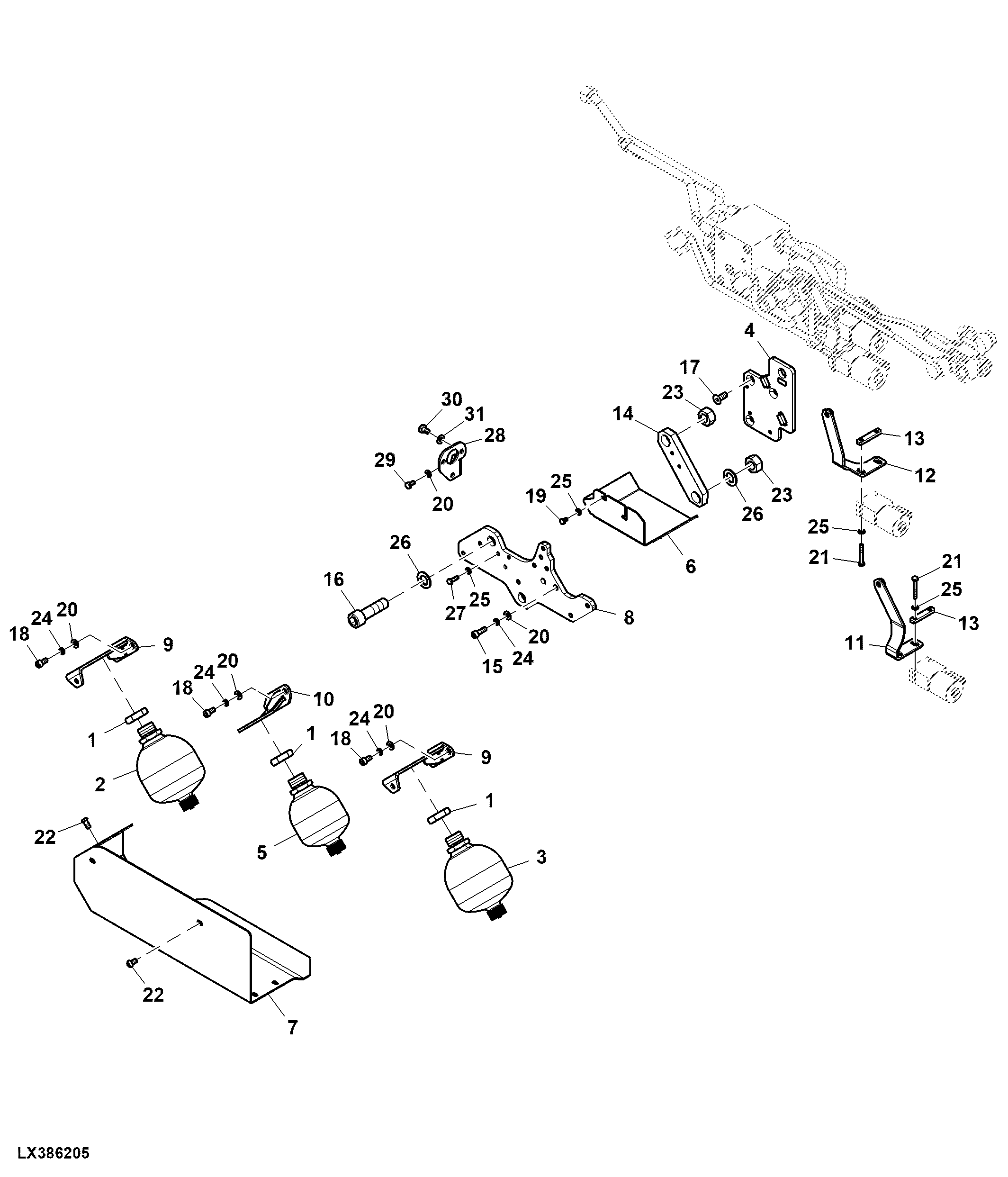 Bracket / Mounting Parts, Accumulator, Suspended Axle