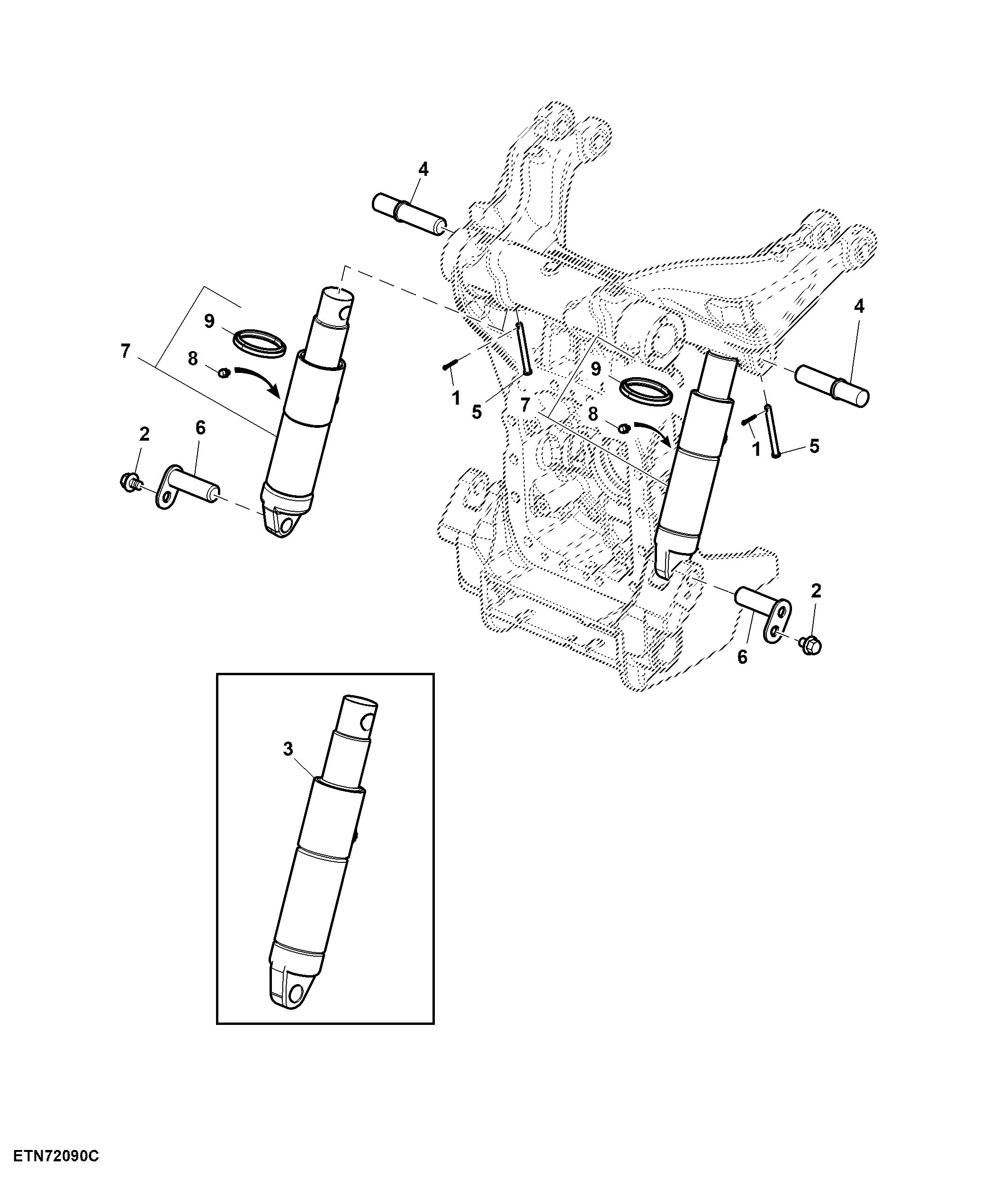 Rockshaft Hydraulic Cylinder, 63 mm Hitch Lift