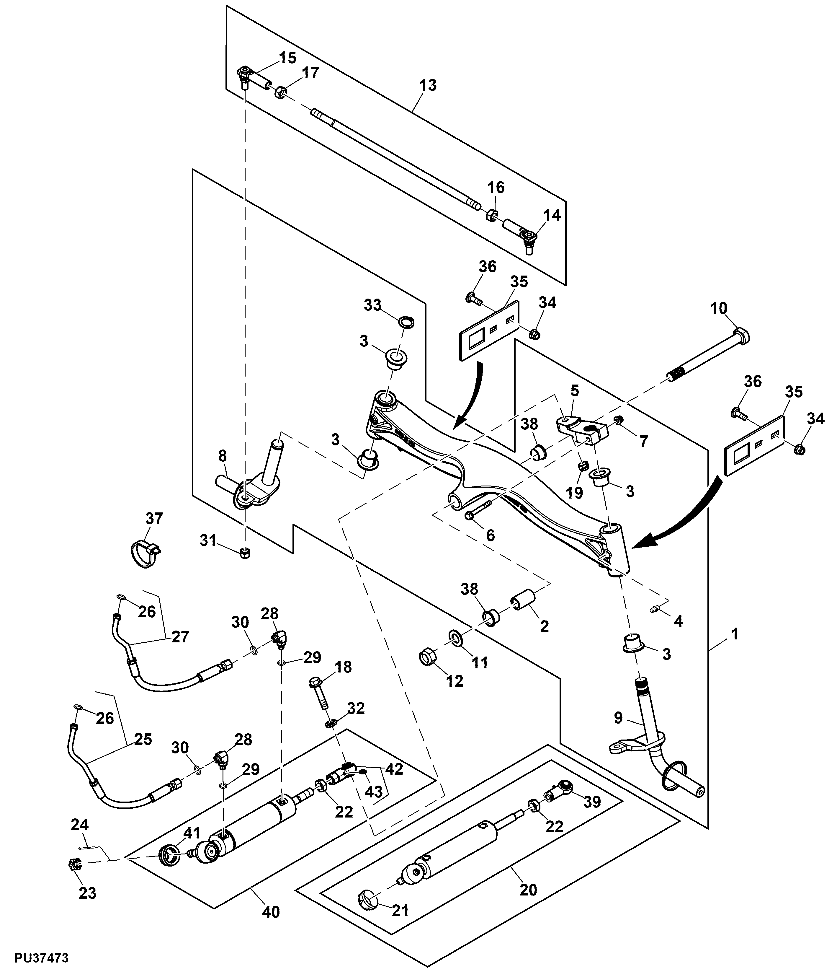 Front Axle Components and Hydraulic Cylinder