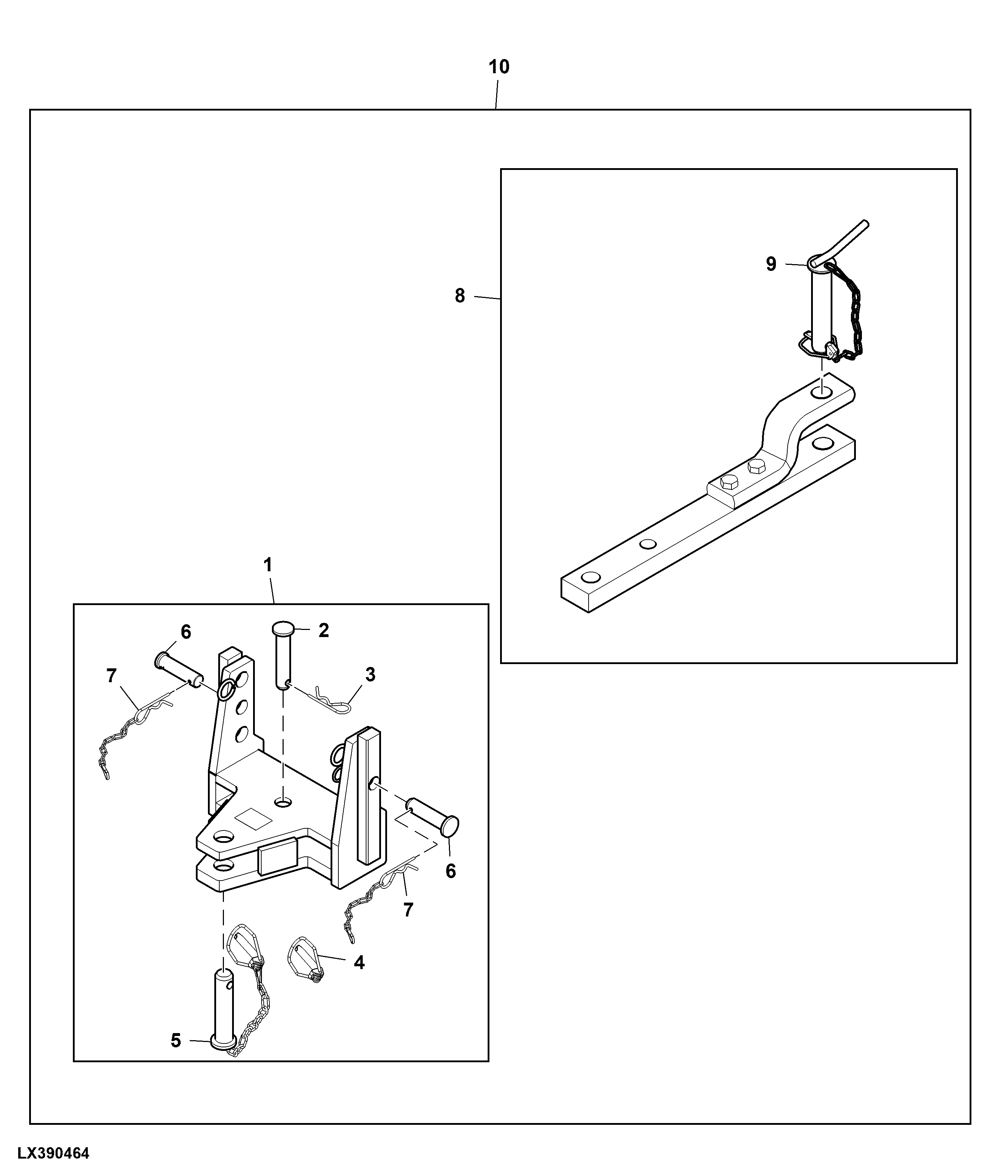 Support /Drawbar, Sliding Version, Wide Axle, 28 mm Pin Diameter
