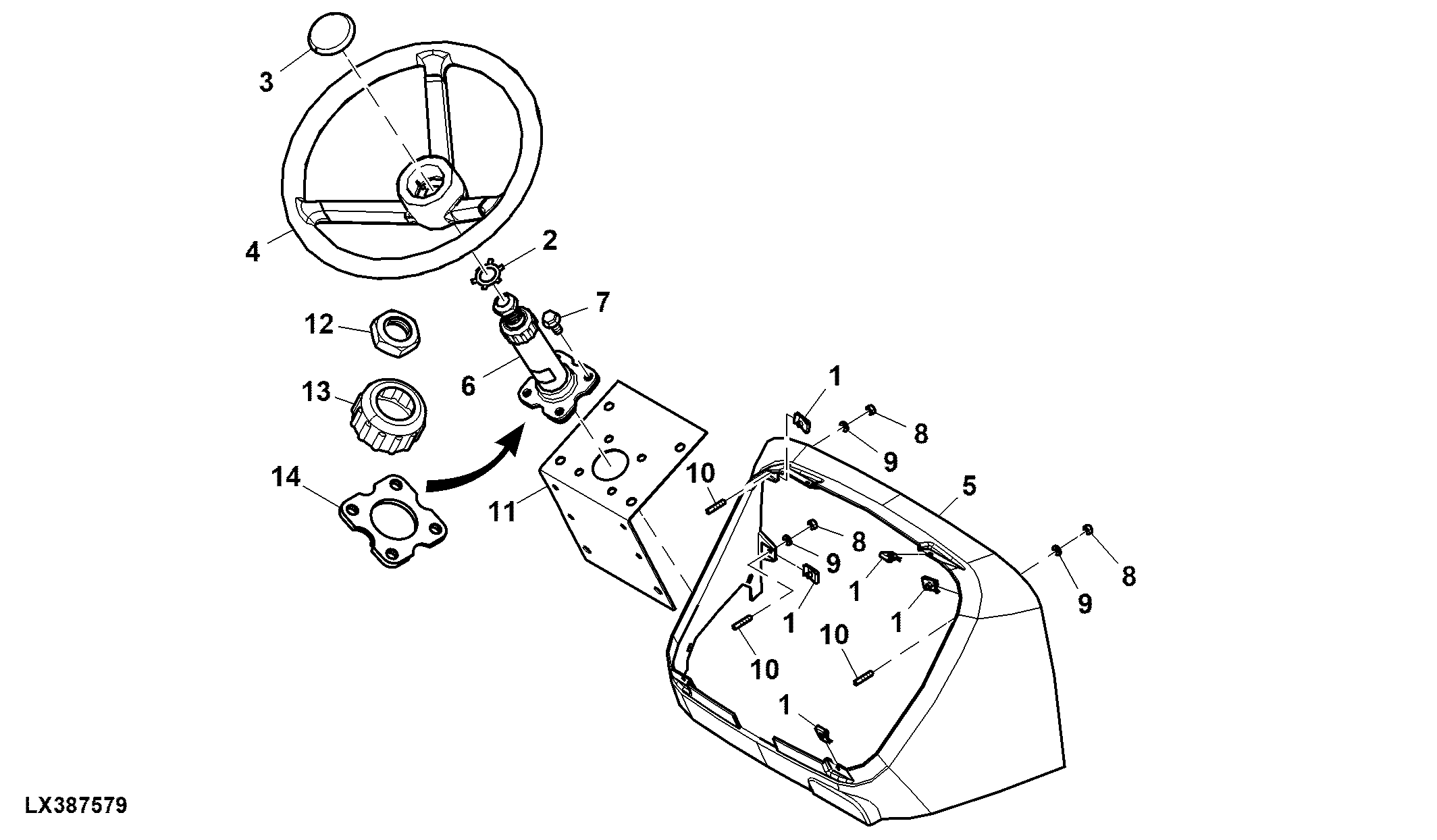 Steering Wheel / Column and Cowl, Cab (x09160 - )