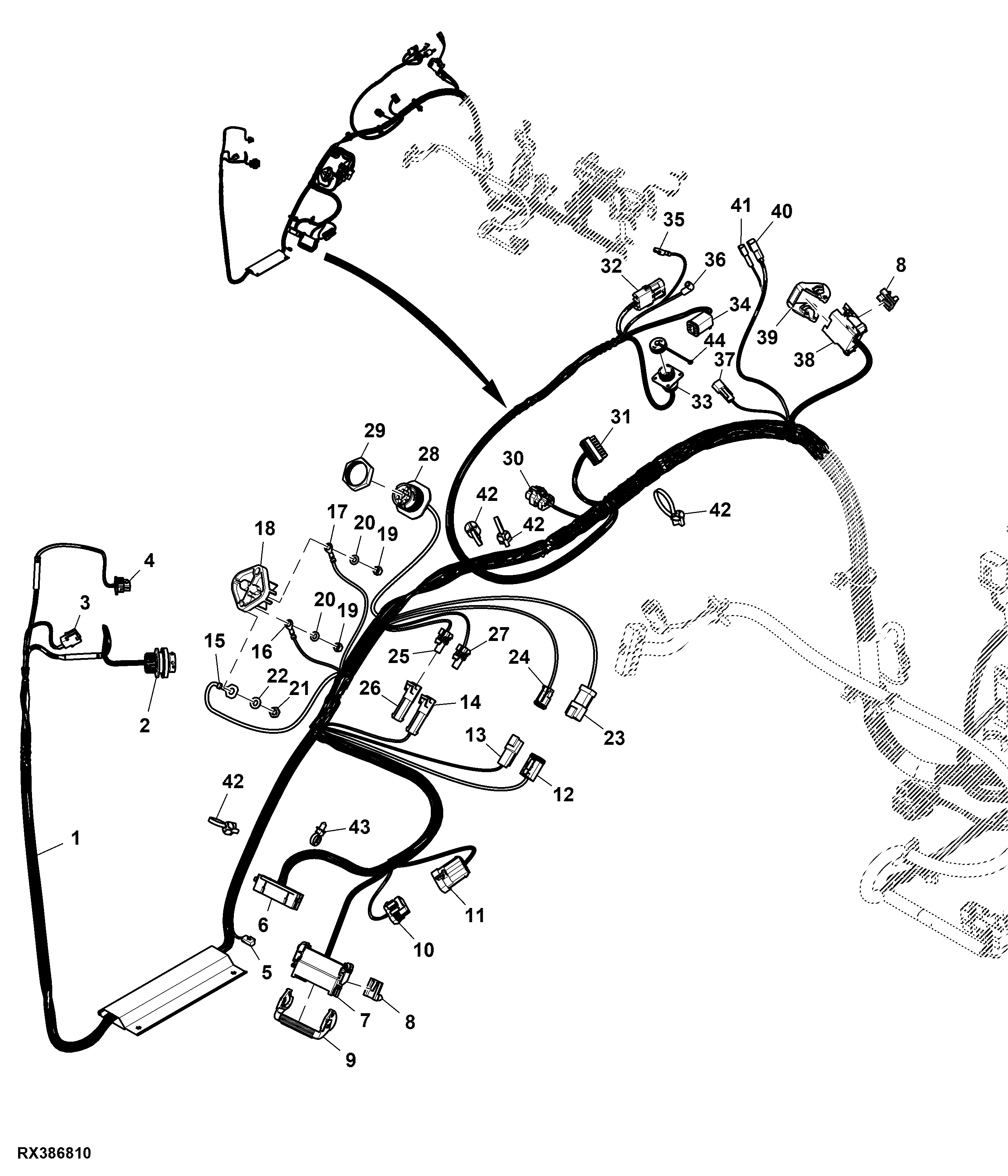 Cab Wiring Harness, Generation 4 CommandCenter™ 4100 Processor (1/4) (120000 - )