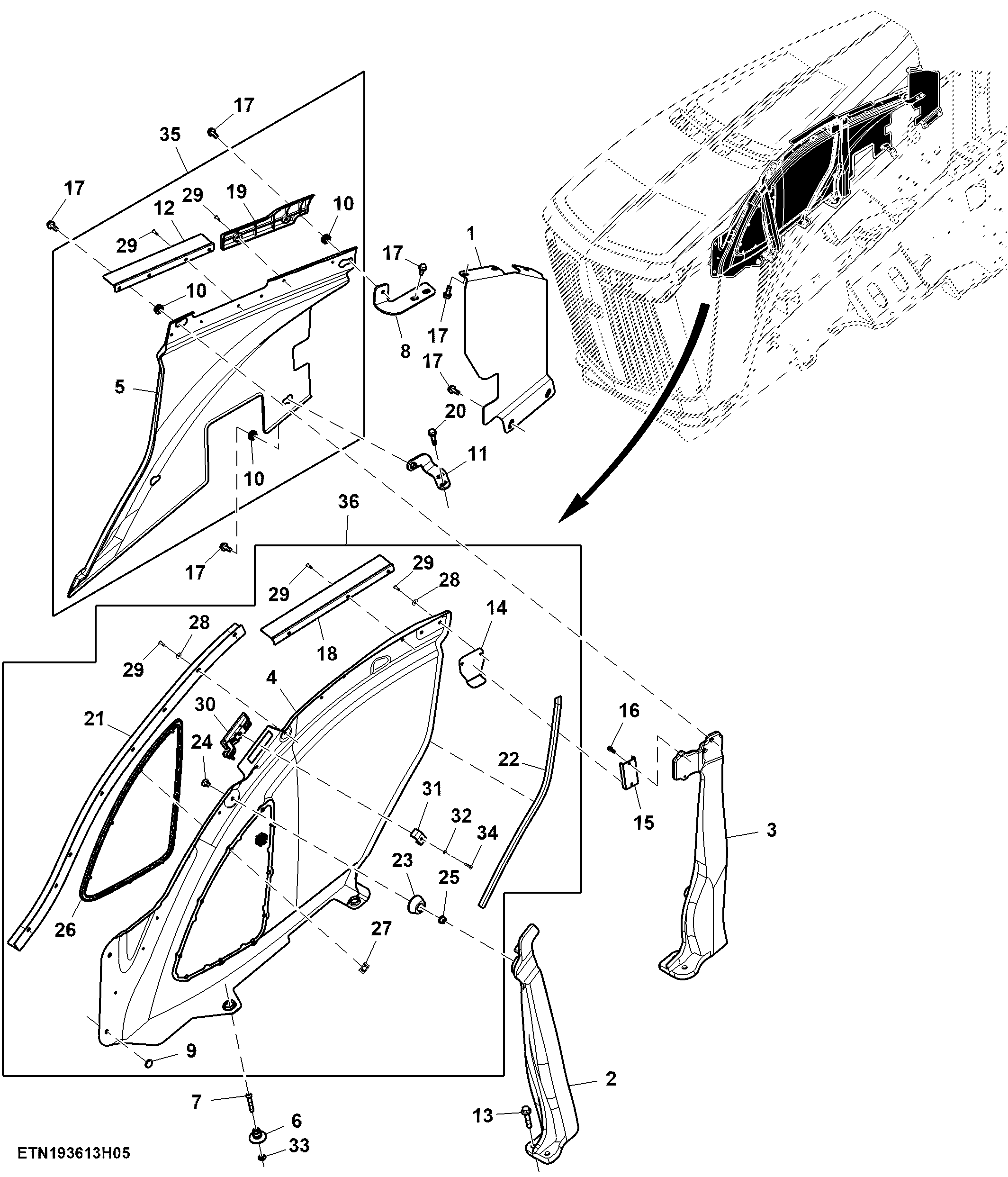 Engine Side Cover, 13.5 L FT4 Engine, RH (062001 - )