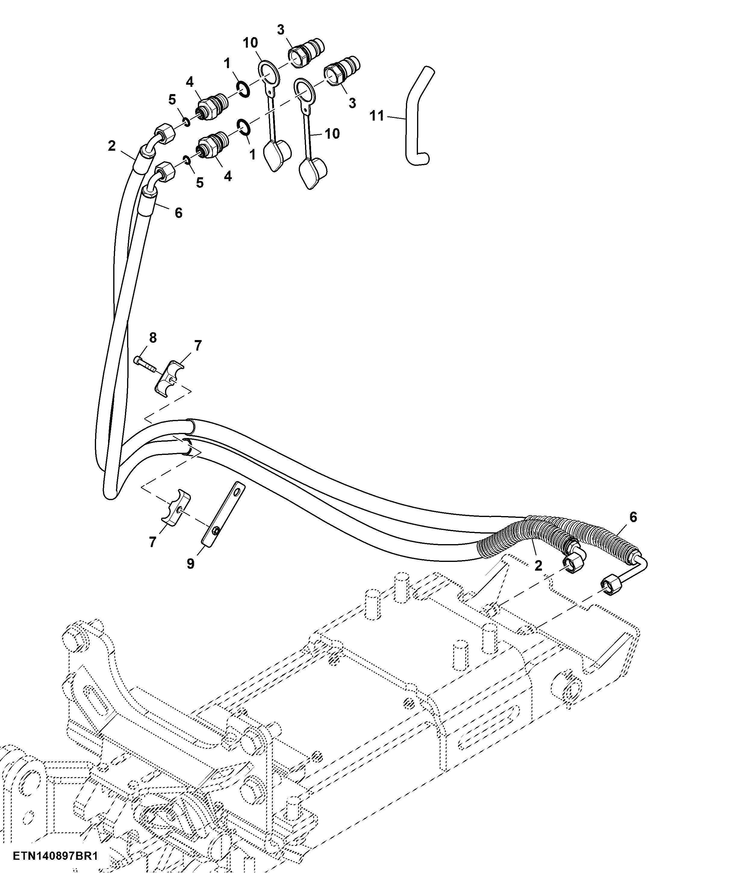 Hydraulic Hoses, Pick-Up Hitch, W/ Quick Coupler Connection, W/ Front SCV