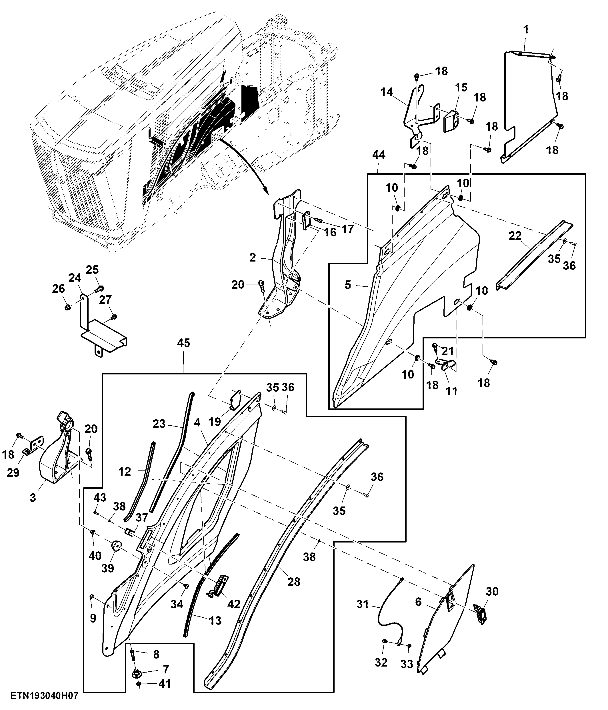 Engine Side Cover, 13.5 L T2 / T3 Engine, LH (807001 - )
