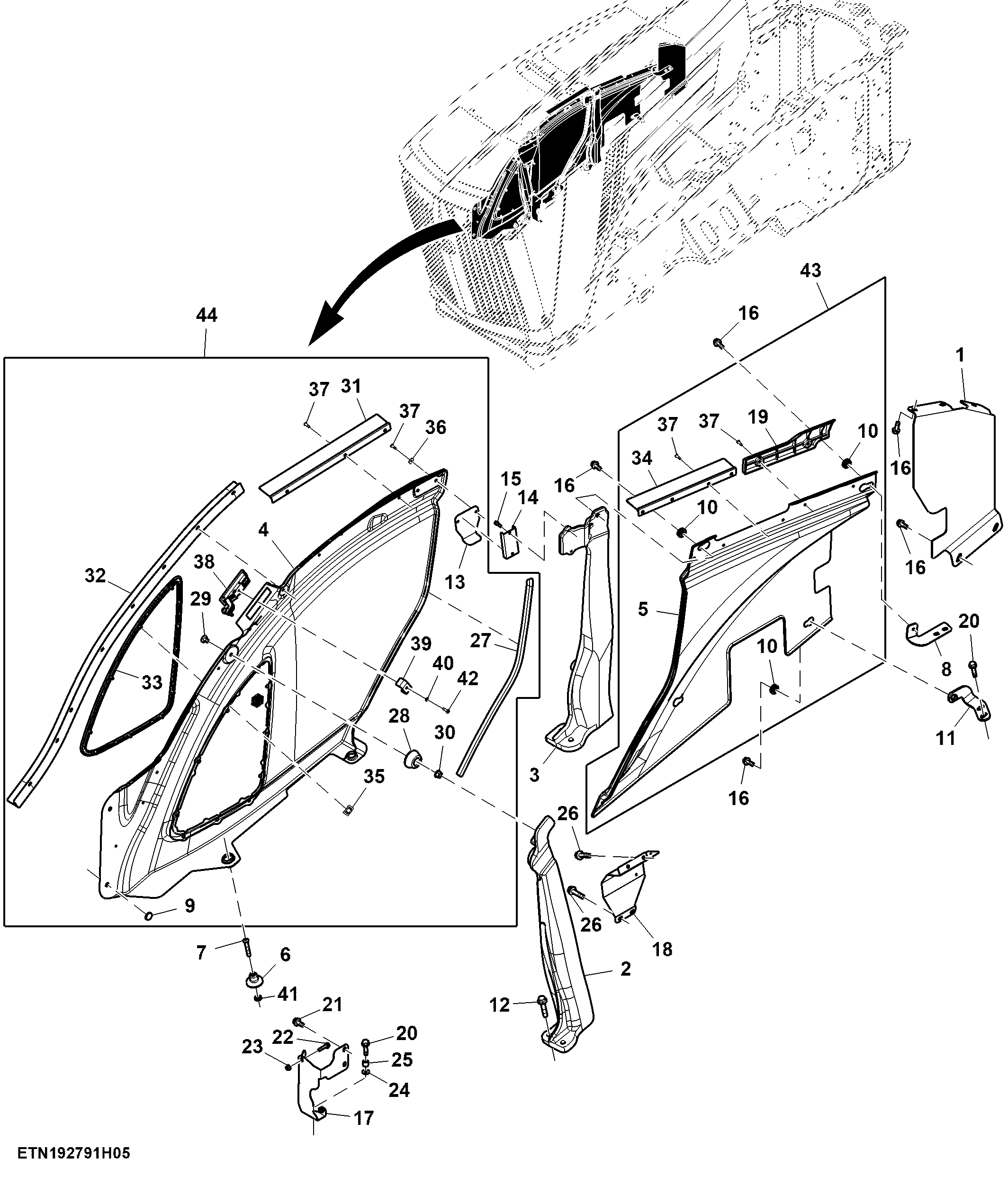Engine Side Cover, 15.0 L FT4 Engine, RH (807001 - )