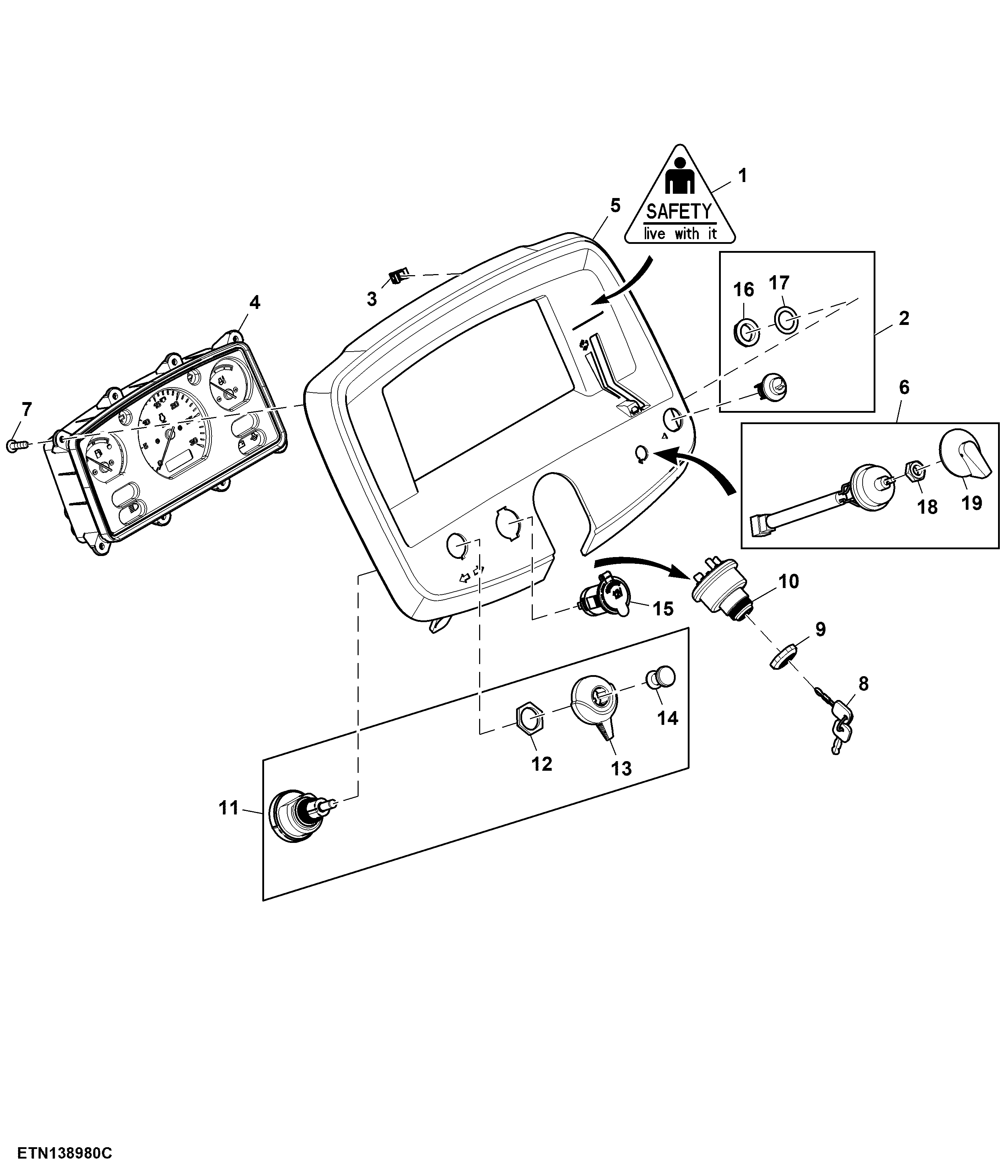 Instrument Cluster, Non Telematics, Base, Inline, South, 2100 RPM
