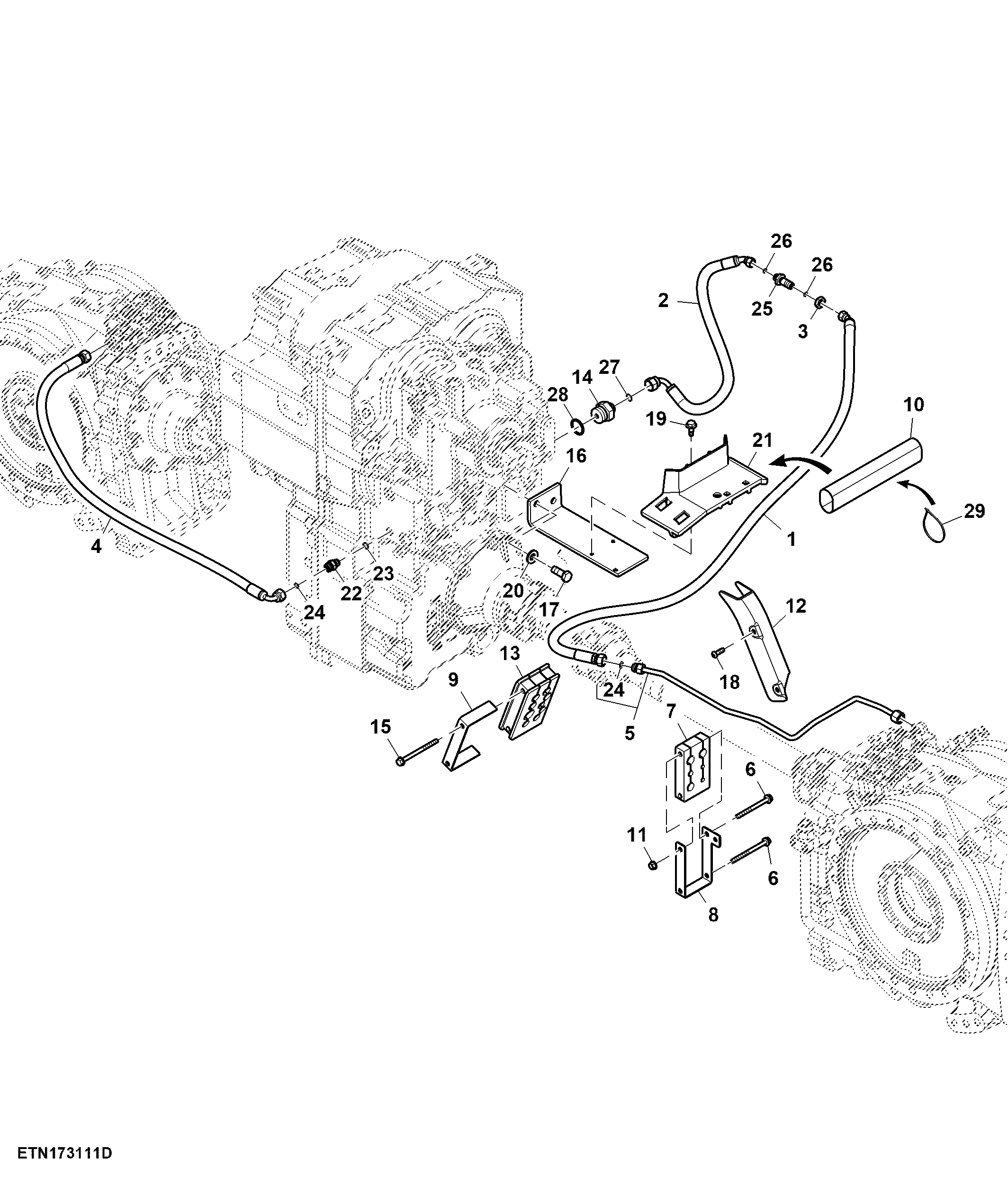 Oil Line, Differential Lock, PST, Double Reduction Axle