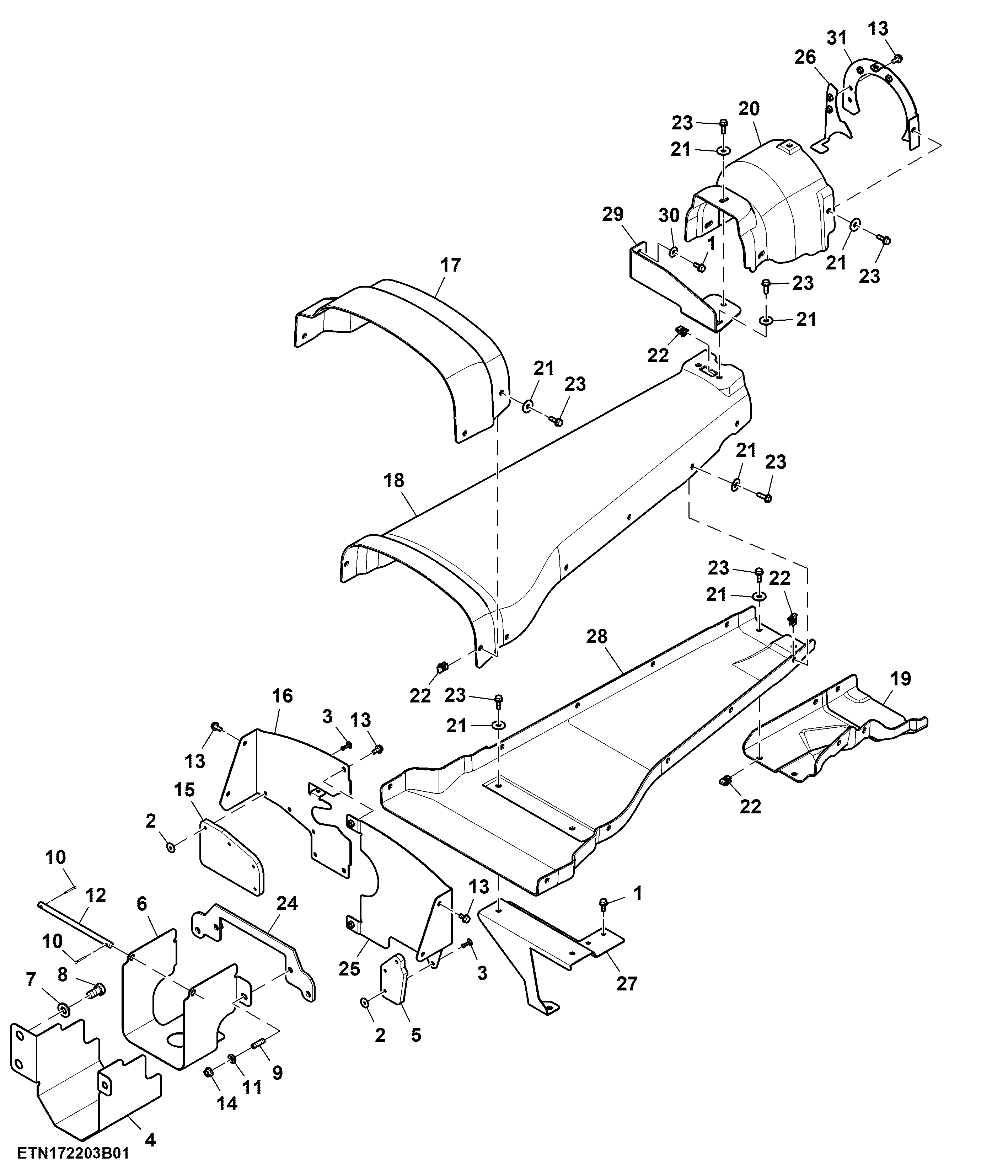 Shield, PTO, Double Reduction Axle, W/O Hitch (064018 - )