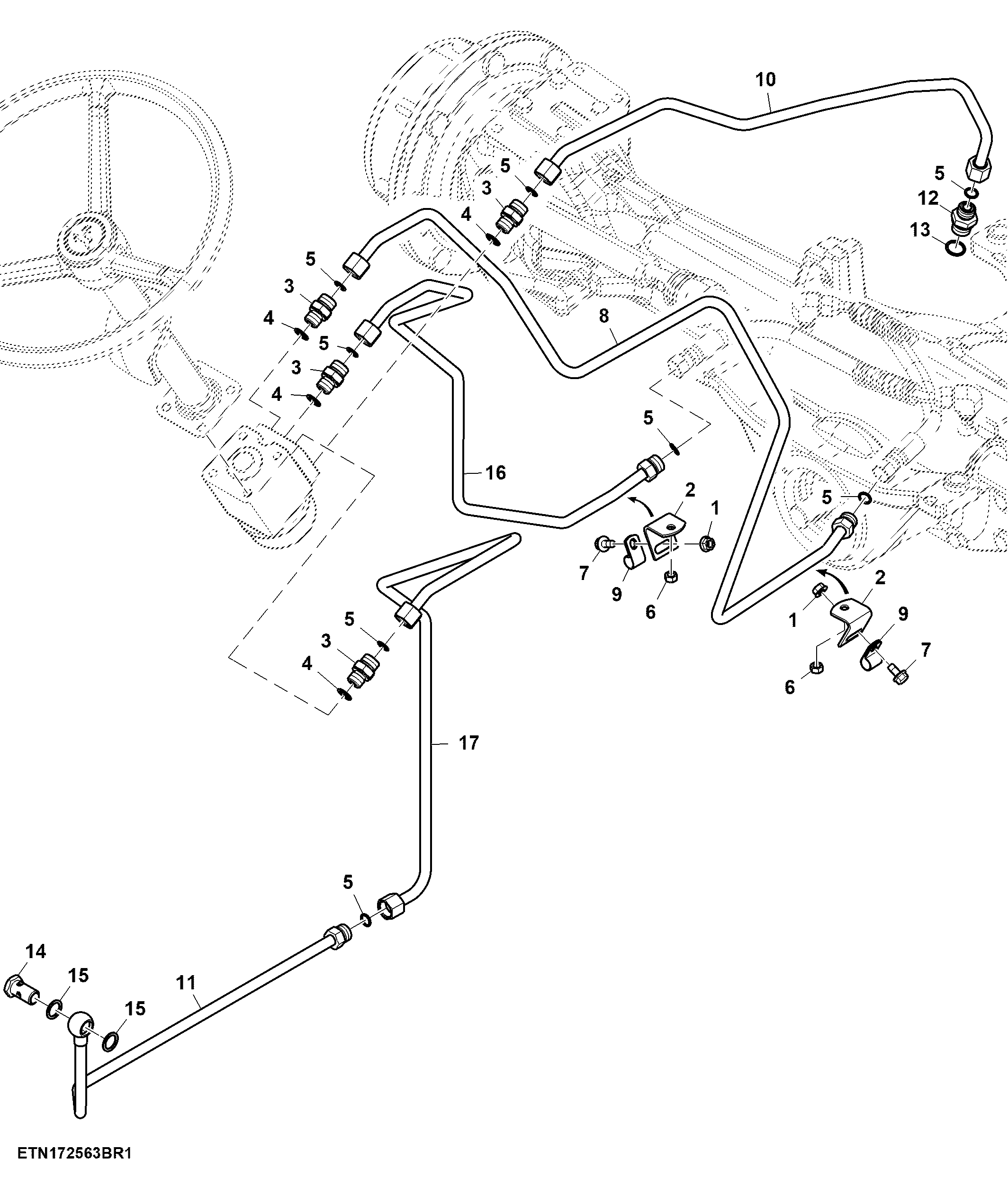 Steering Oil Lines, SyncShuttle™, Wet Clutch