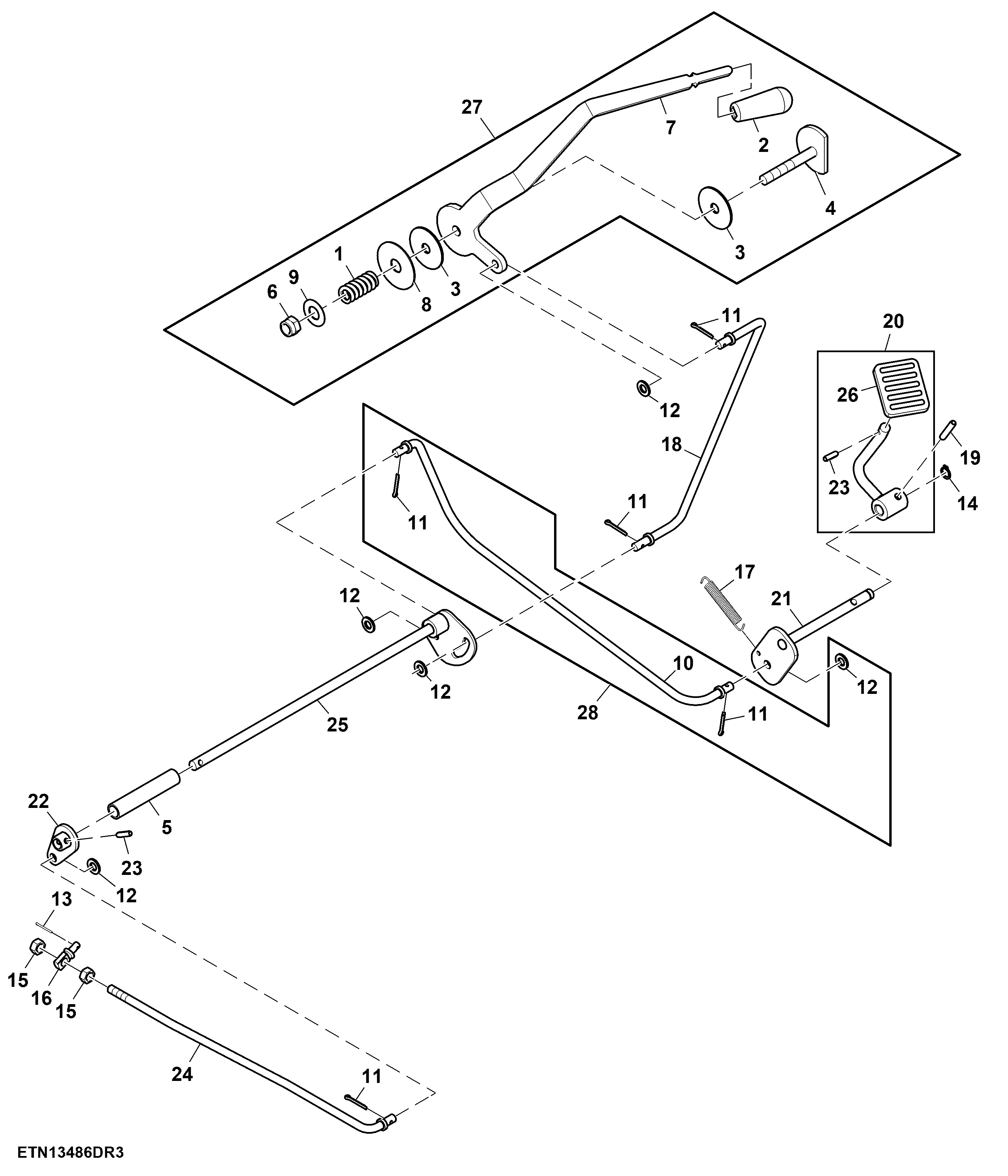 Accelerator Control, Hand and Foot Assembly, Wet Clutch