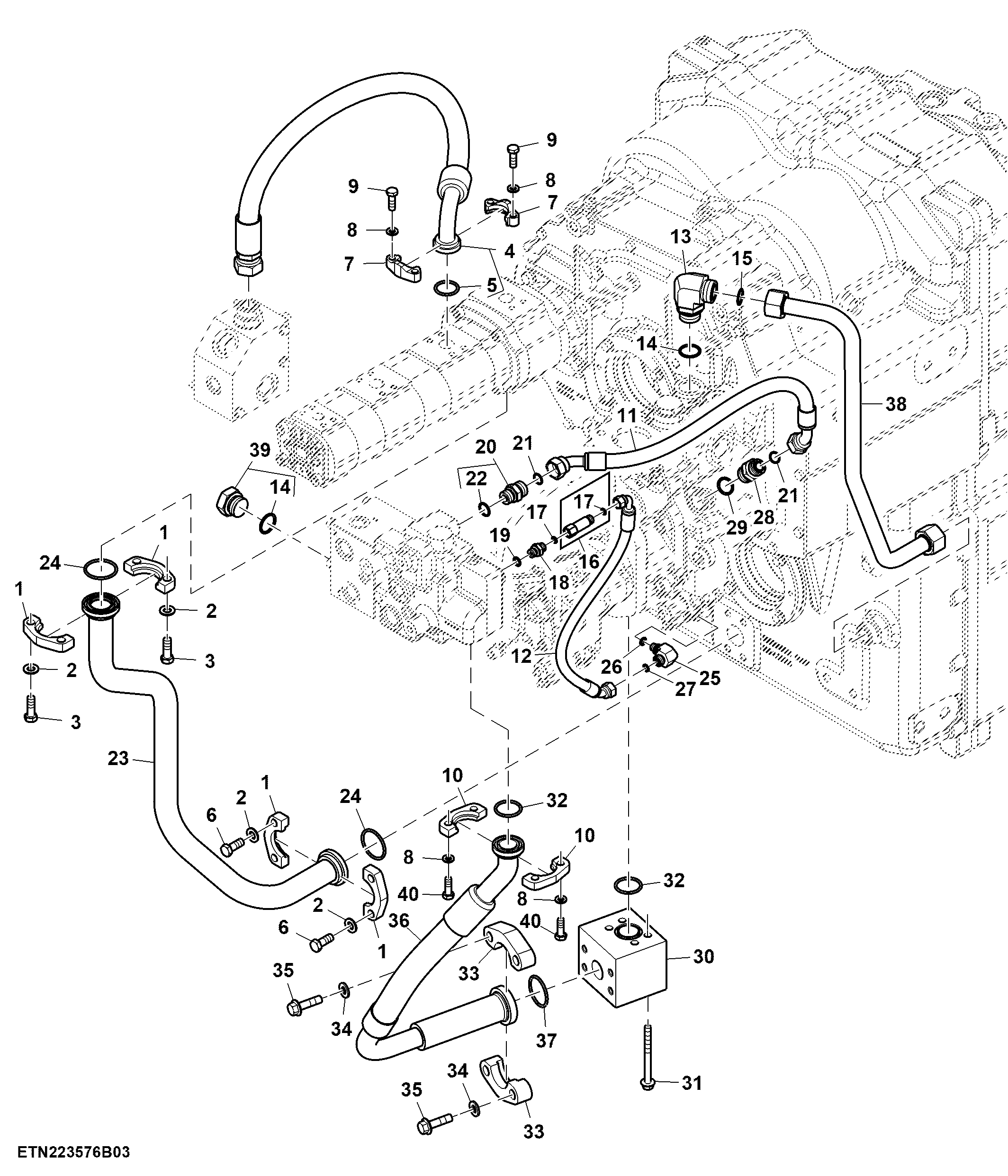Hydraulic Lines, High Flow, W/O PTO, Double Reduction Axle (3/3) (809013 - )