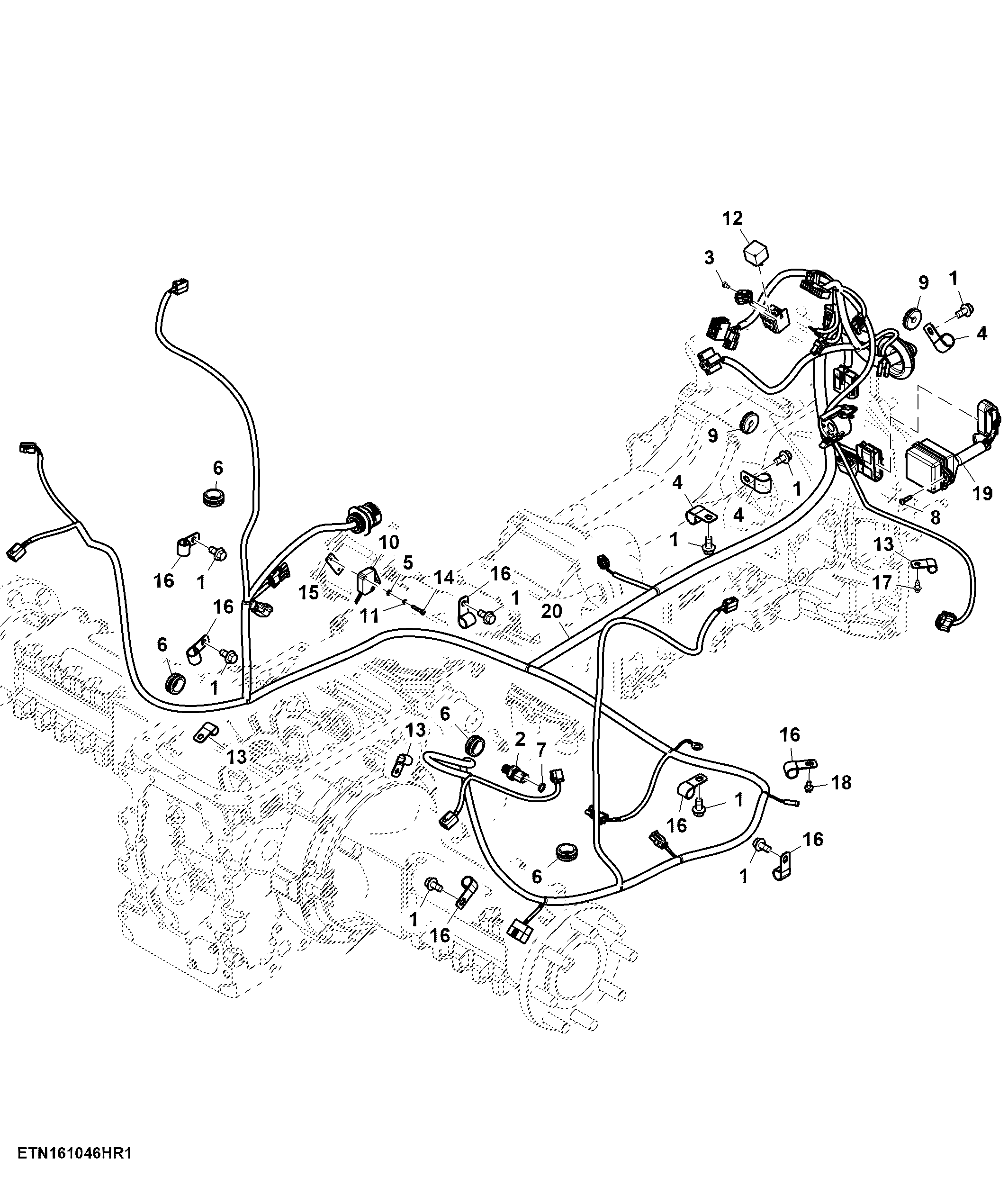 Rear Wiring Harness, W/O Electric Quick Raise Lower, PowerTech™ Electronic, OOS