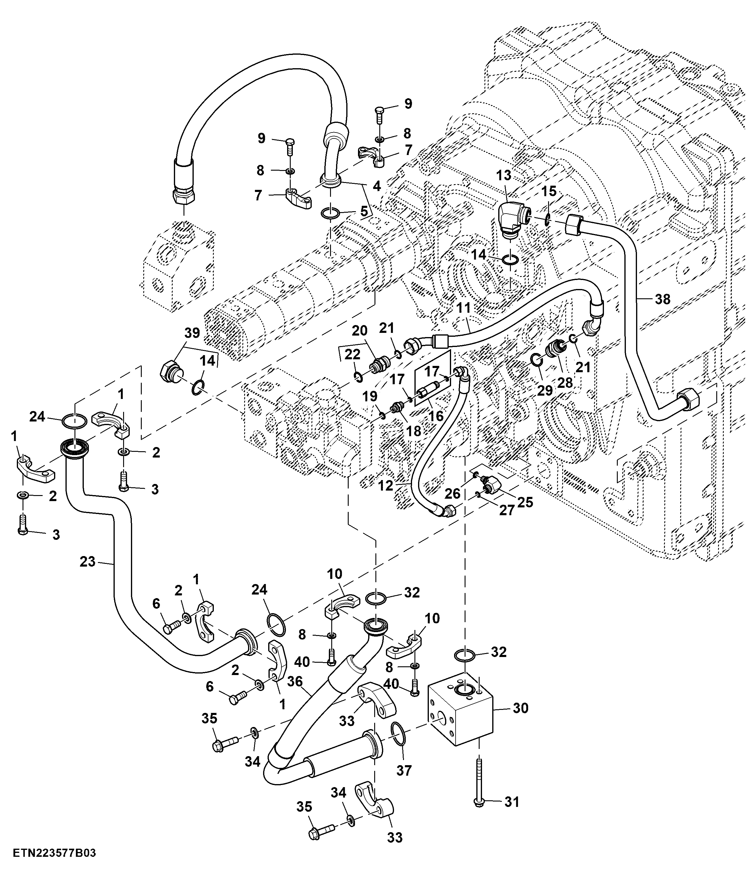 Hydraulic Lines, High Flow, W/ PTO, Double Reduction Axle (3/3) (809003 - )