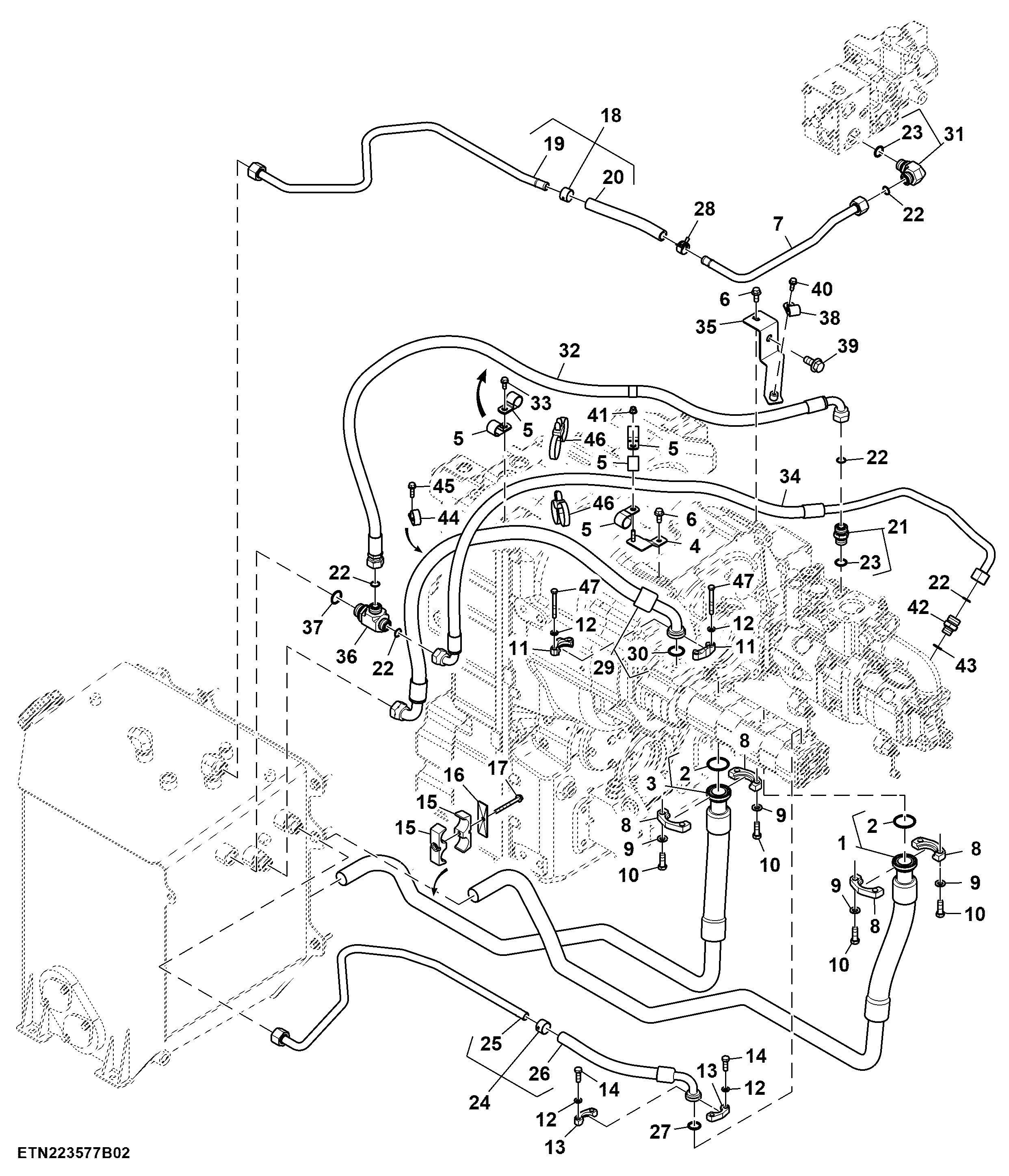 Hydraulic Lines, High Flow, W/ PTO, Double Reduction Axle (2/3) (809003 - )