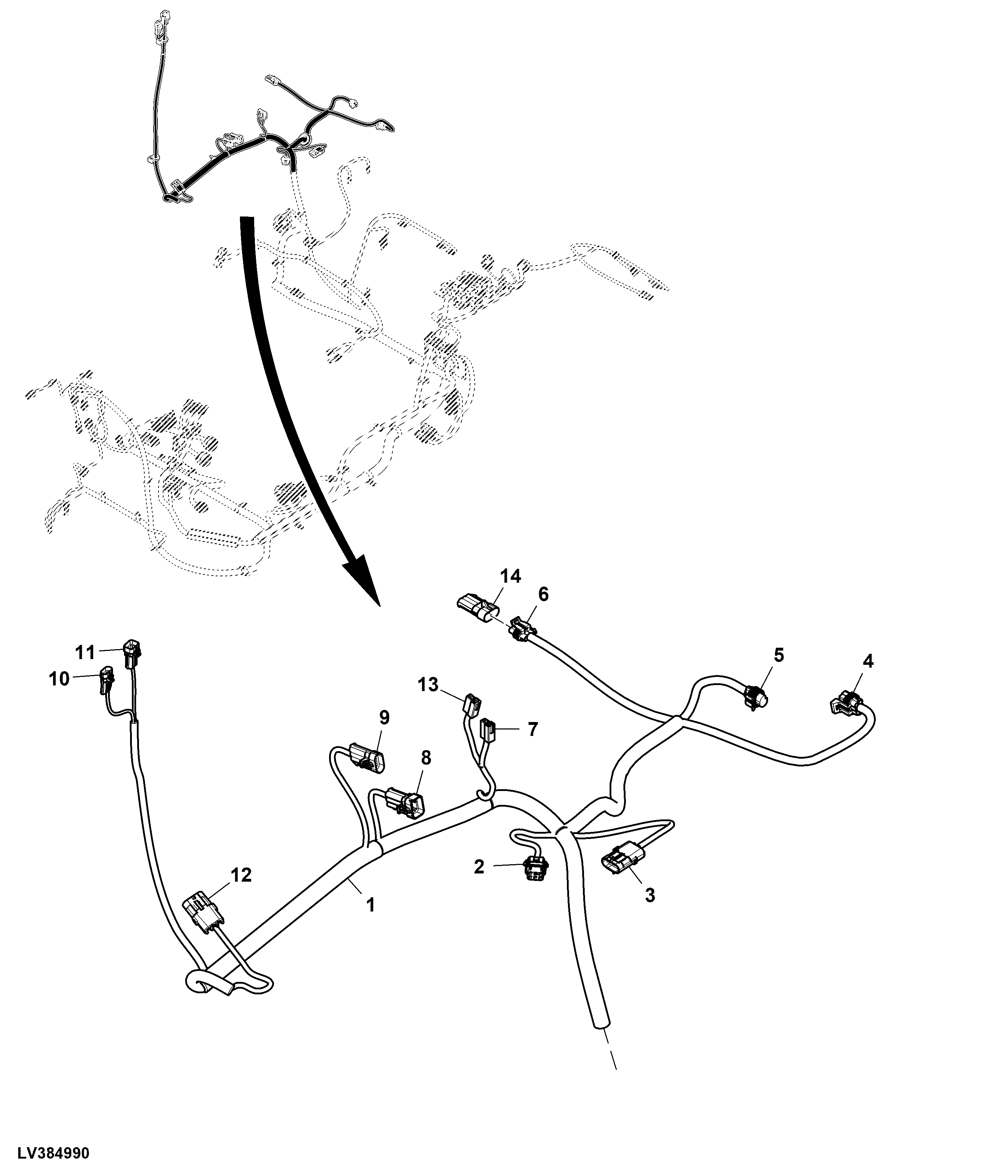 Cab Wiring Harness, Powershift™ Transmission, CommandARM™ (7/9)
