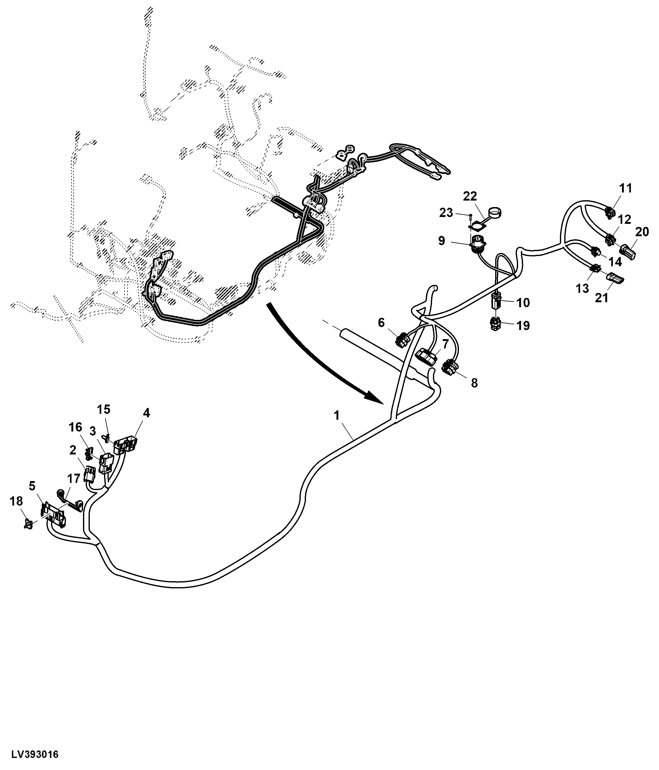 Cab Wiring Harness, Powershift™ Transmission, CommandARM™ (2/9)